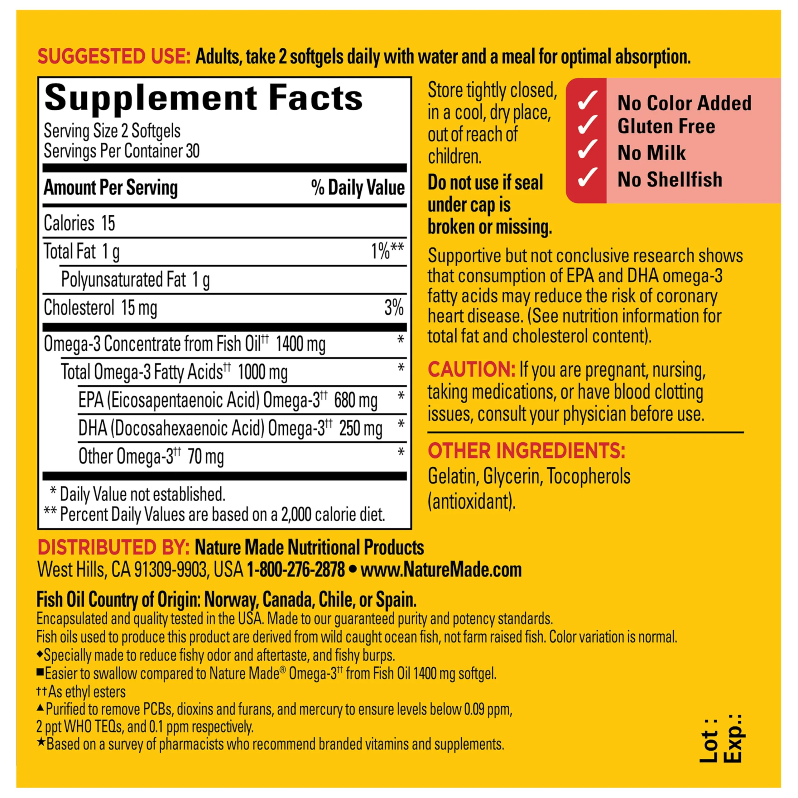 Nature Made Extra Strength Burp Less Fish Oil Omega 3 Supplements 1400 mg Minis, Omega 3 Fish Oil as Ethyl Esters for Healthy Heart Brain Eyes Support, 60 Softgels, 30 Day Supply - Image 3