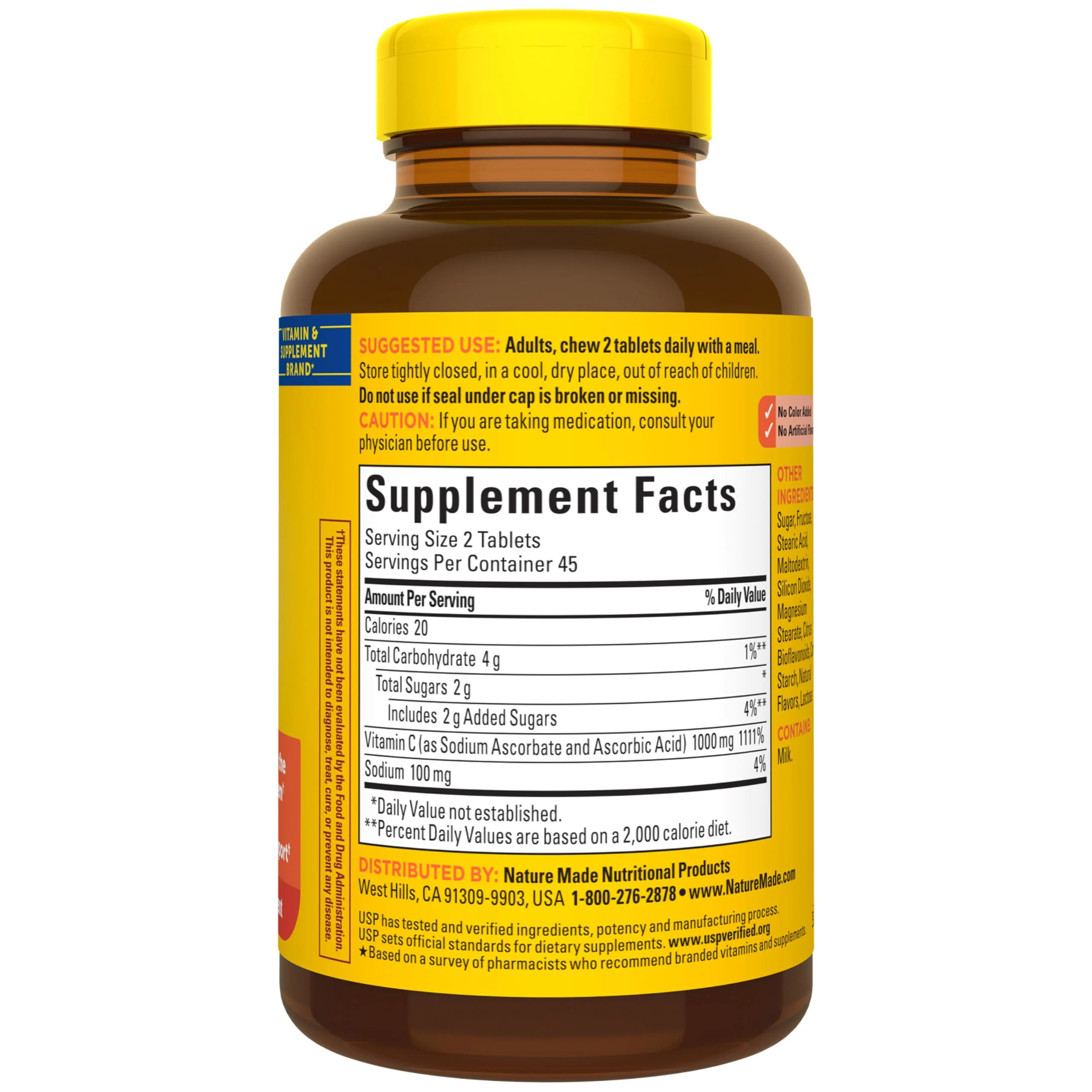 Nature Made Extra Strength Dosage Chewable Vitamin C 1000 mg per serving, Vitamin C Chewable Dietary Supplement for Immune Support, 90 Tablets, 45 Day Supply - Image 2