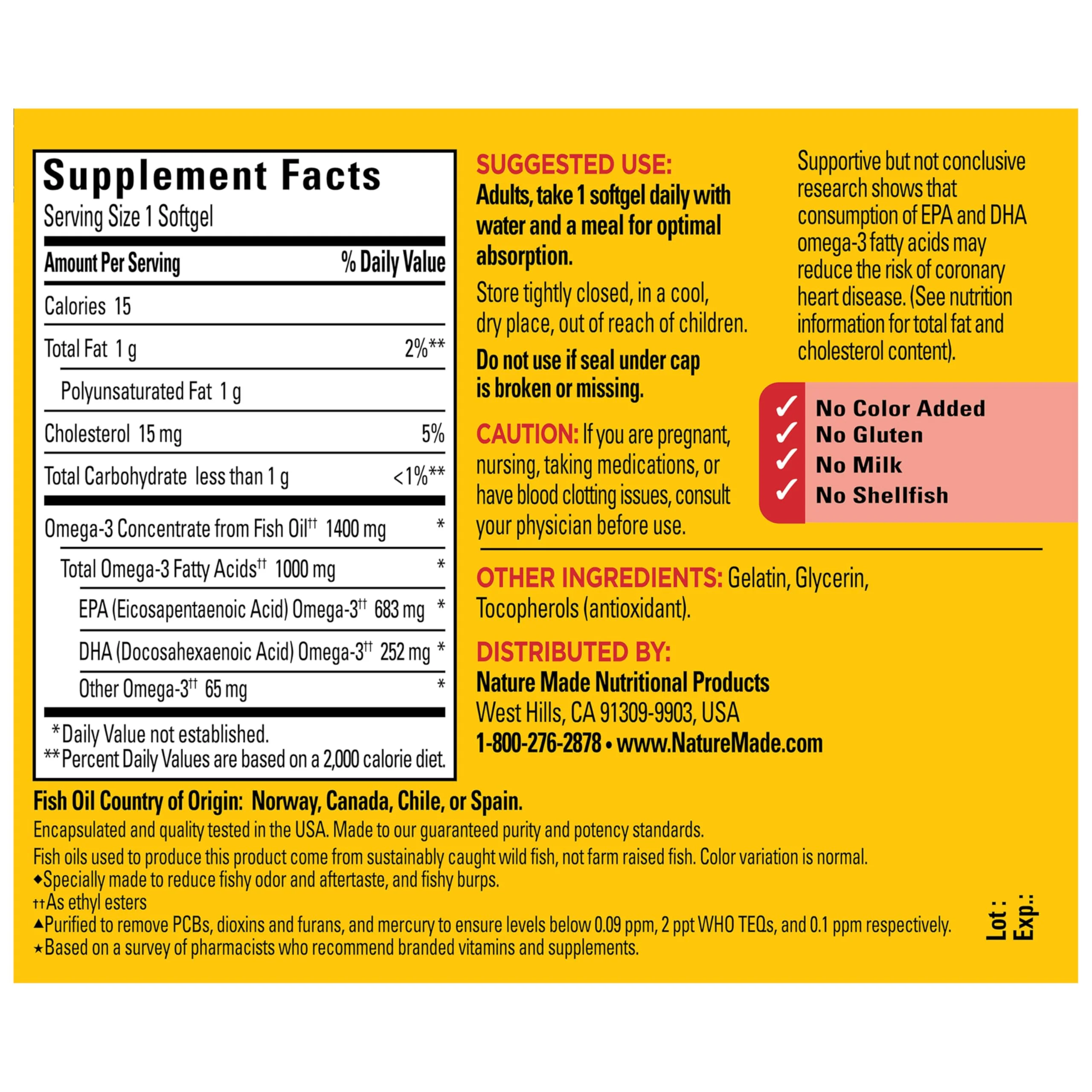 Nature Made Extra Strength Omega 3 Fish Oil Supplements, 1400mg, Fish Oil Omega 3 Supplements as Ethyl Esters for Healthy Heart, Brain, Eyes, Mood Support, 45 Softgels, 45 Day Supply - Image 3
