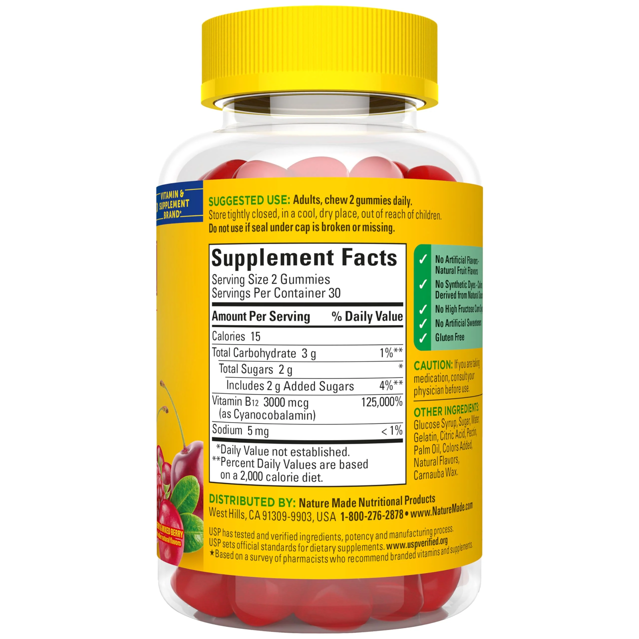 Nature Made Extra Strength Vitamin B12 Gummies 3000 mcg per serving, B12 Vitamins for Energy Metabolism Support, 60 Gummy Vitamins, 30 Day Supply - Image 2