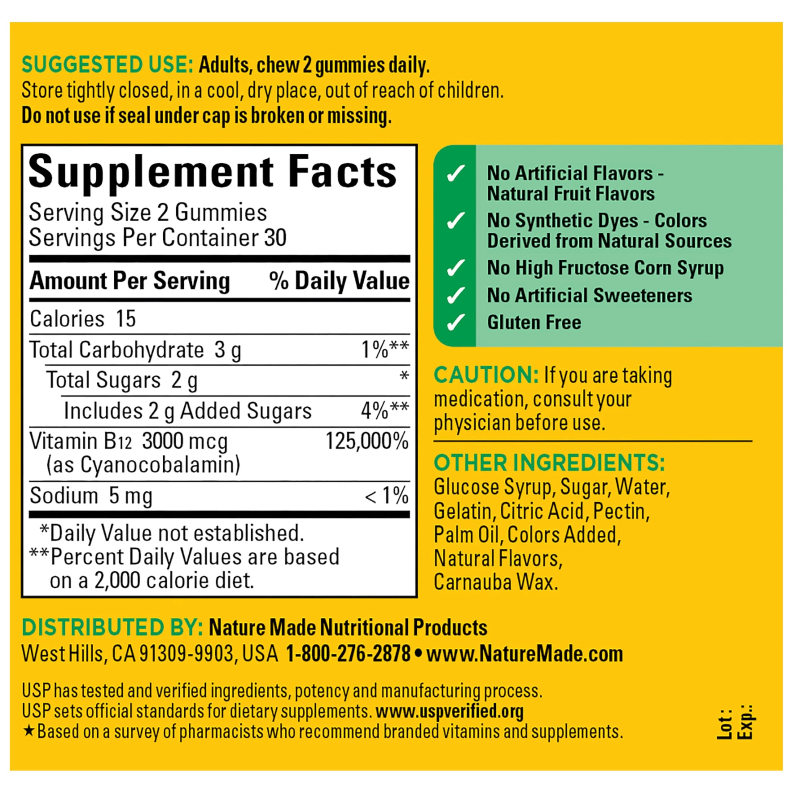 Nature Made Extra Strength Vitamin B12 Gummies 3000 mcg per serving, B12 Vitamins for Energy Metabolism Support, 60 Gummy Vitamins, 30 Day Supply - Image 3
