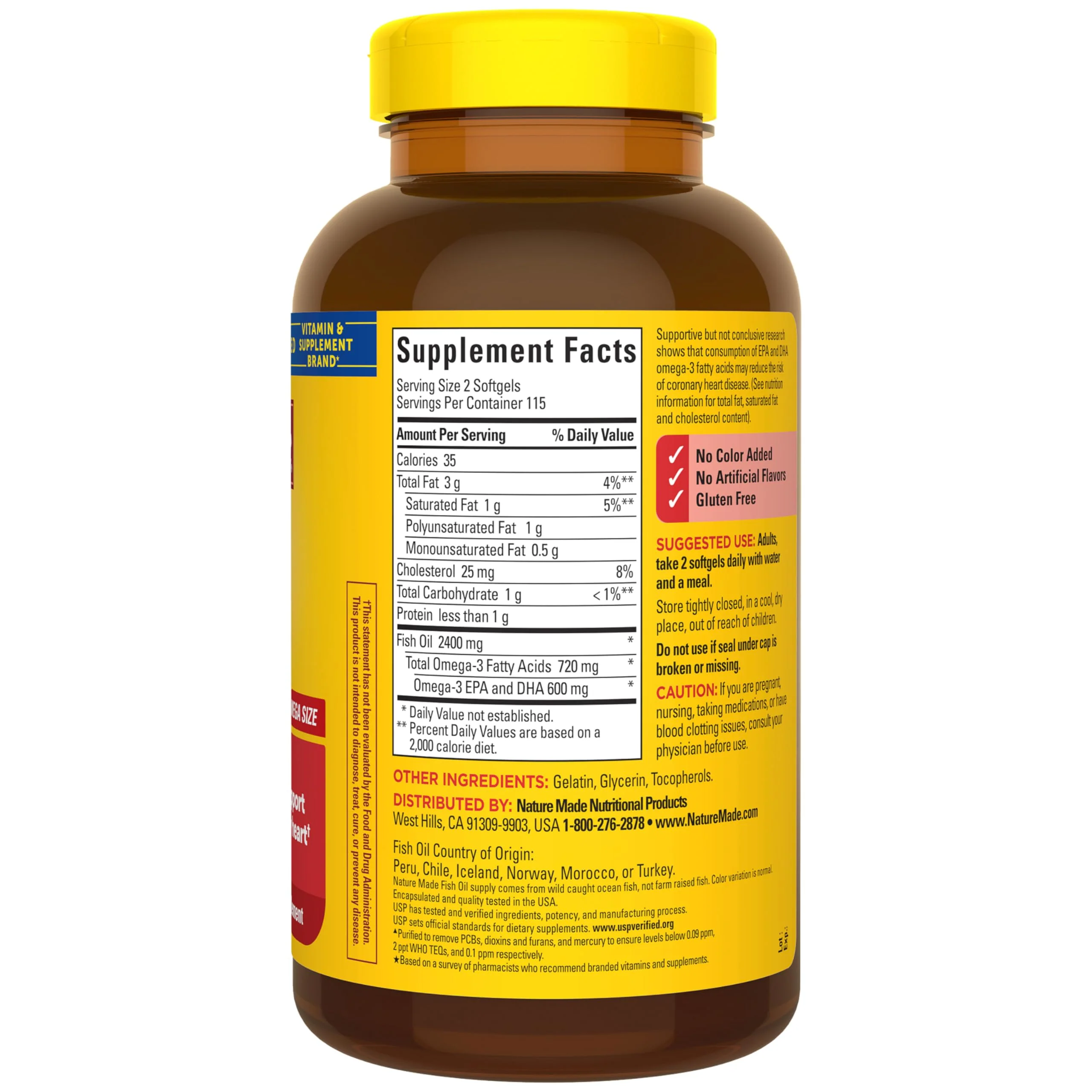 Nature Made Fish Oil Omega 3 Supplements, 1200 mg Softgels, Omega 3 Fish Oil for Healthy Heart Support, 230 Softgels, 115 Day Supply - Image 2