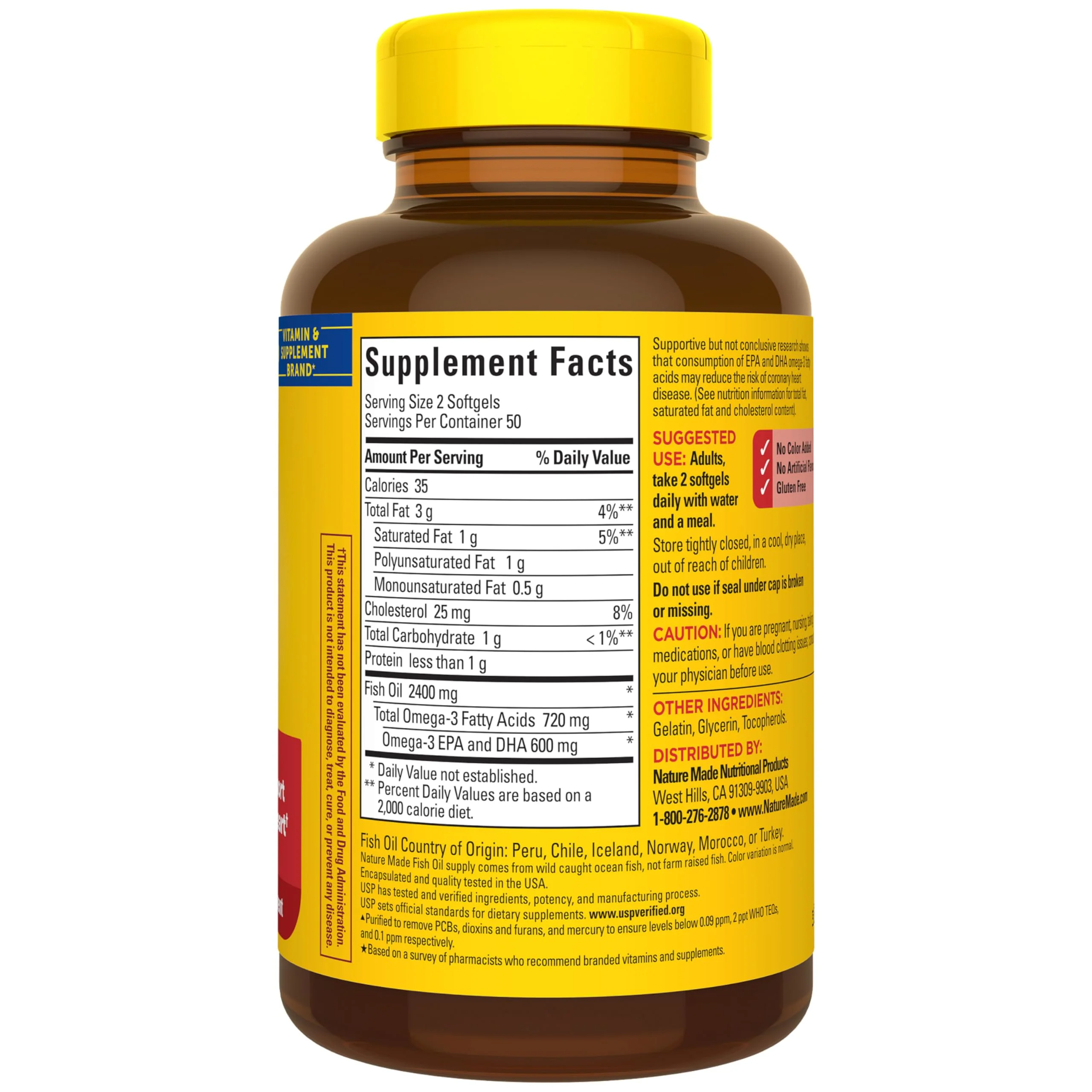 Nature Made Fish Oil Omega 3 Supplements, 1200mg Softgels, Omega 3 Fish Oil for Healthy Heart Support, 100 Softgels, 50 Day Supply - Image 2