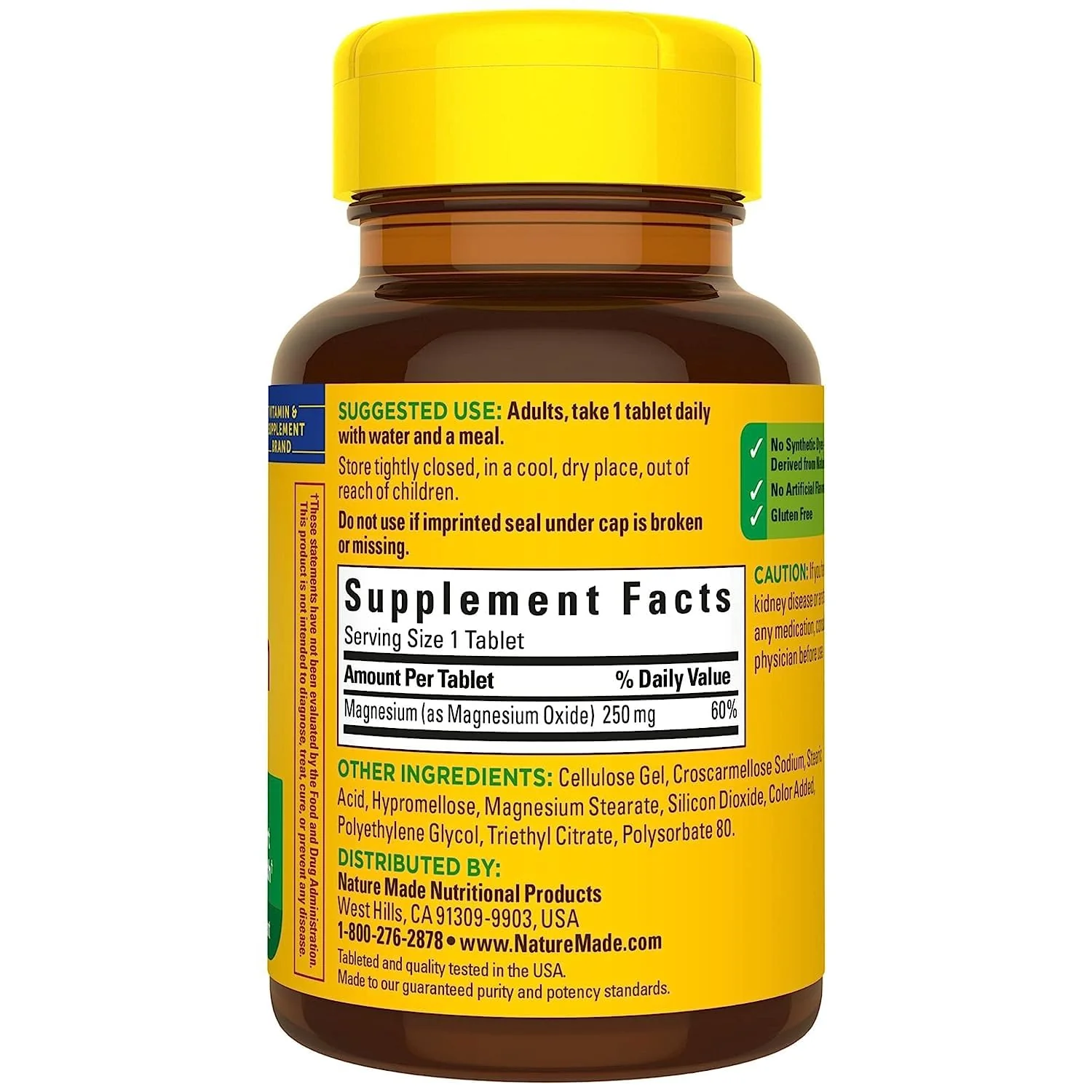 NATURE MADE Magnesium, 250 mg, Tablets, 100 ct - Image 3