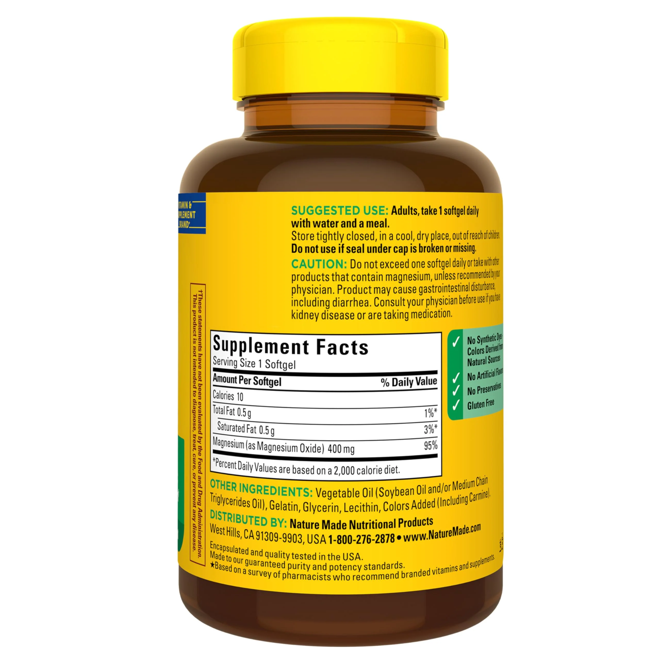 Nature Made Magnesium Oxide 400 mg Softgels, Extra Strength Magnesium Supplements for Men and Women, Support for Muscle, Nerve, Bone and Heart, 110 Day Supply - Image 2
