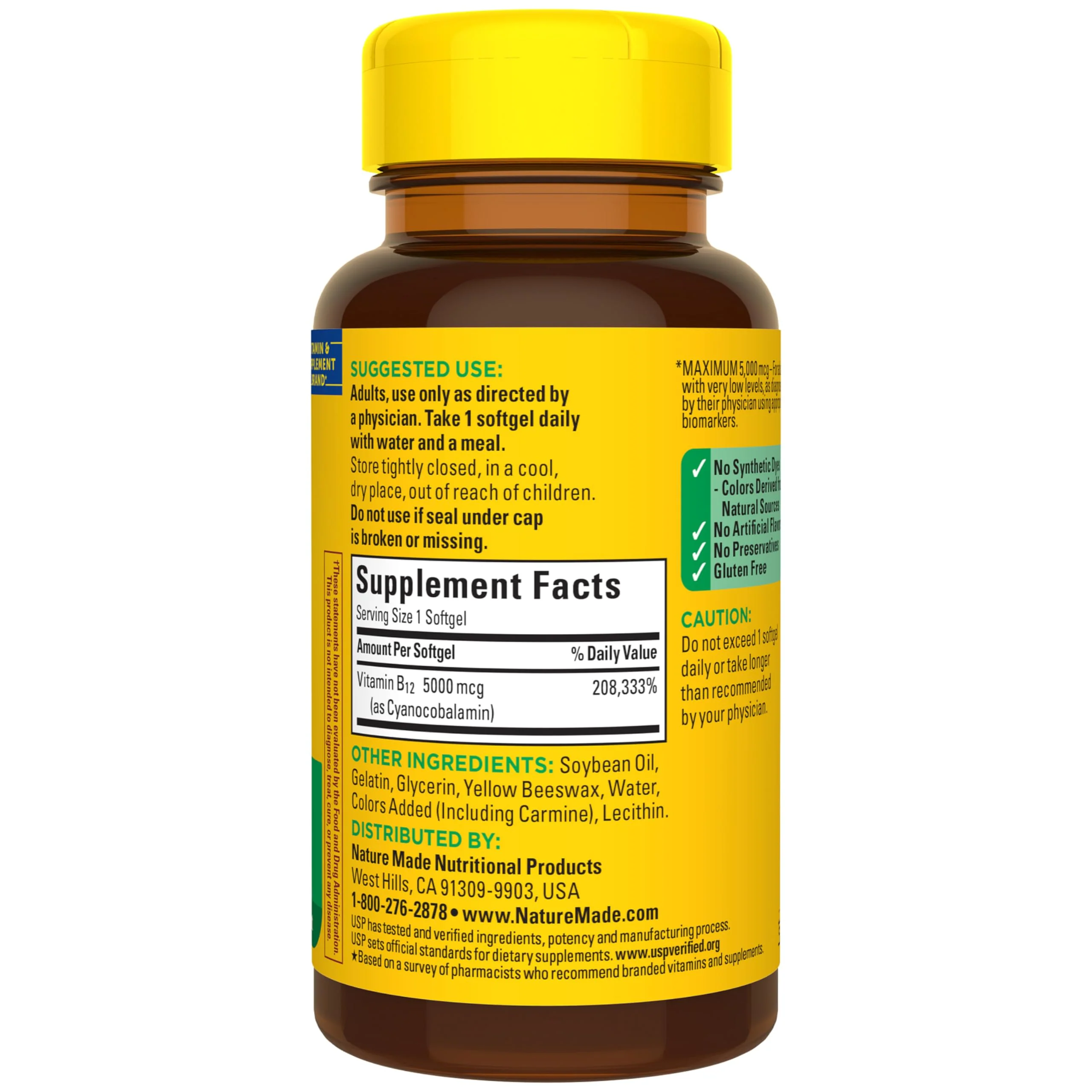 Nature Made Maximum Strength Vitamin B12 5000 mcg, Dietary Supplement for Energy Metabolism Support, 60 Softgels, 60 Day Supply - Image 2