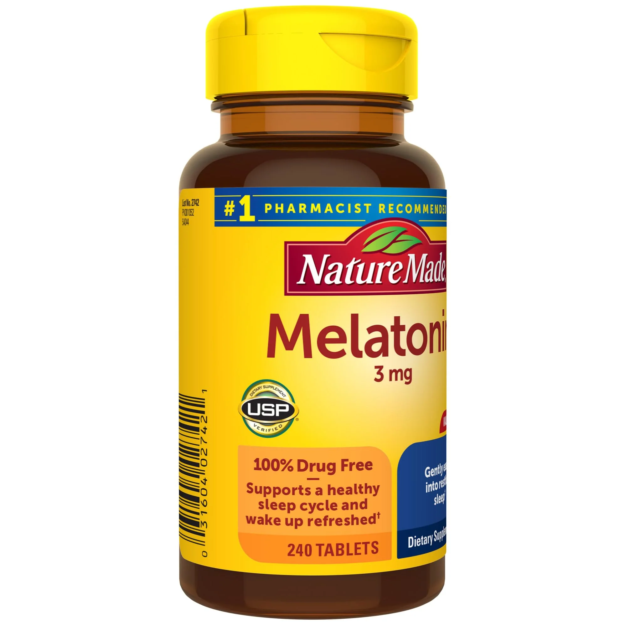 Nature Made Melatonin 3mg Sleep Aids for Adults, 100% Drug Free Sleep Aid, Sleep Supplements, 240 Tablets, 240 Day Supply - Image 3