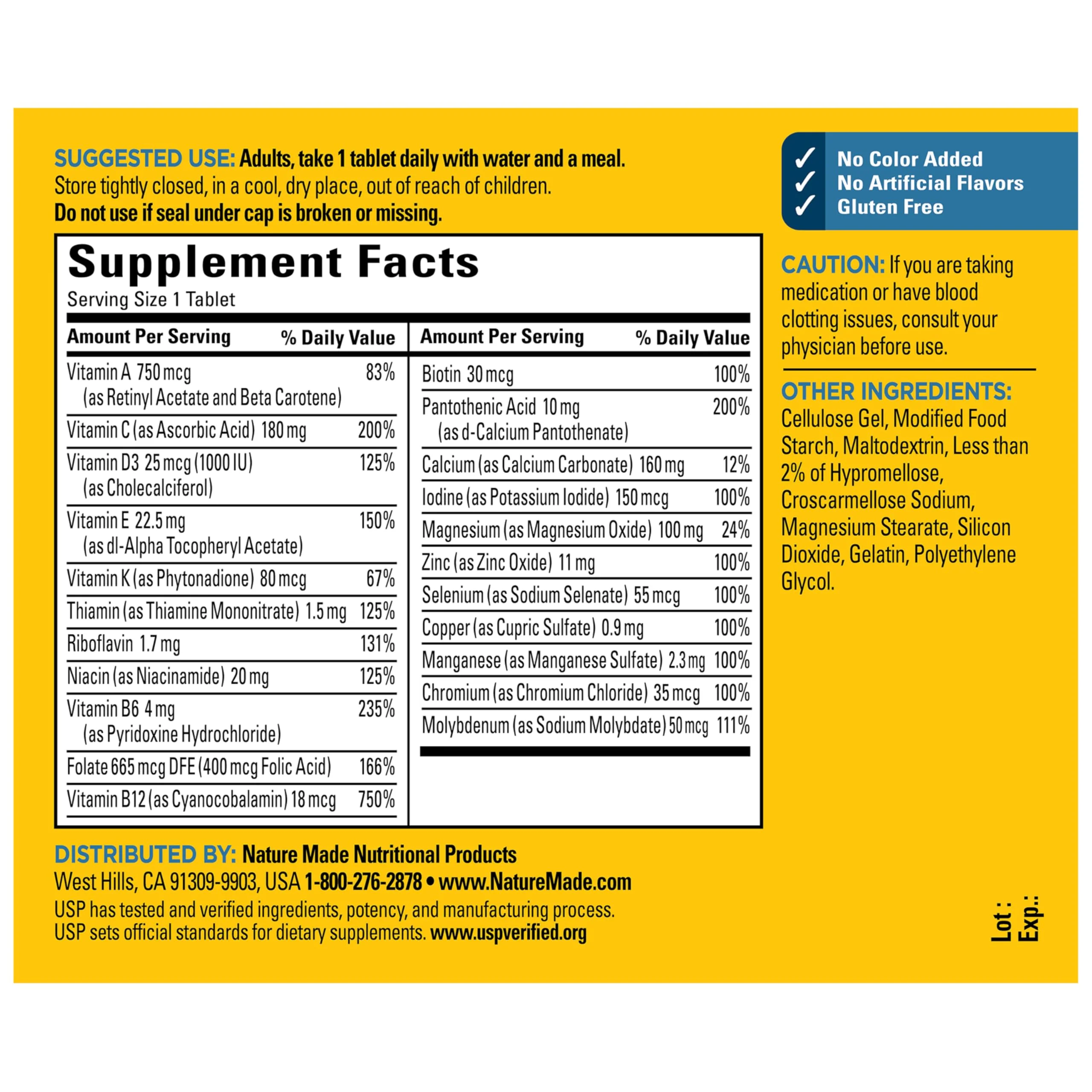 Nature Made Multivitamin for Him, Mens Multivitamins with No Iron, Daily Nutritional Support, Nature Made Multi Mens Vitamins & Minerals, 90 Tablets, 90 Day Supply - Image 4