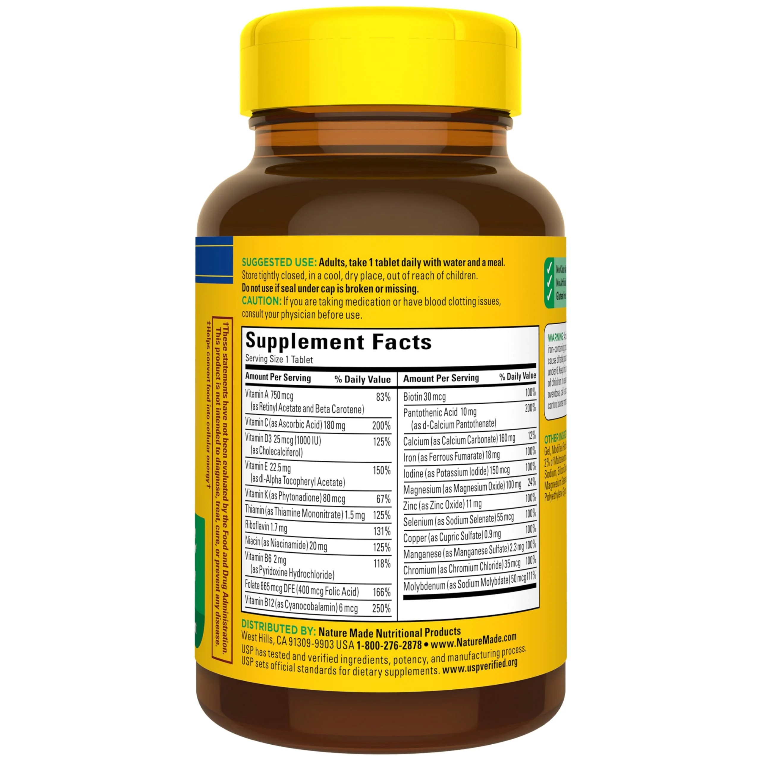 Nature Made Multivitamin Tablets with Iron, Multivitamin for Women and Men for Daily Nutritional Support, Nature Made Multi Vitamins for Adults, 130 Tablets, 130 Day Supply - Image 3