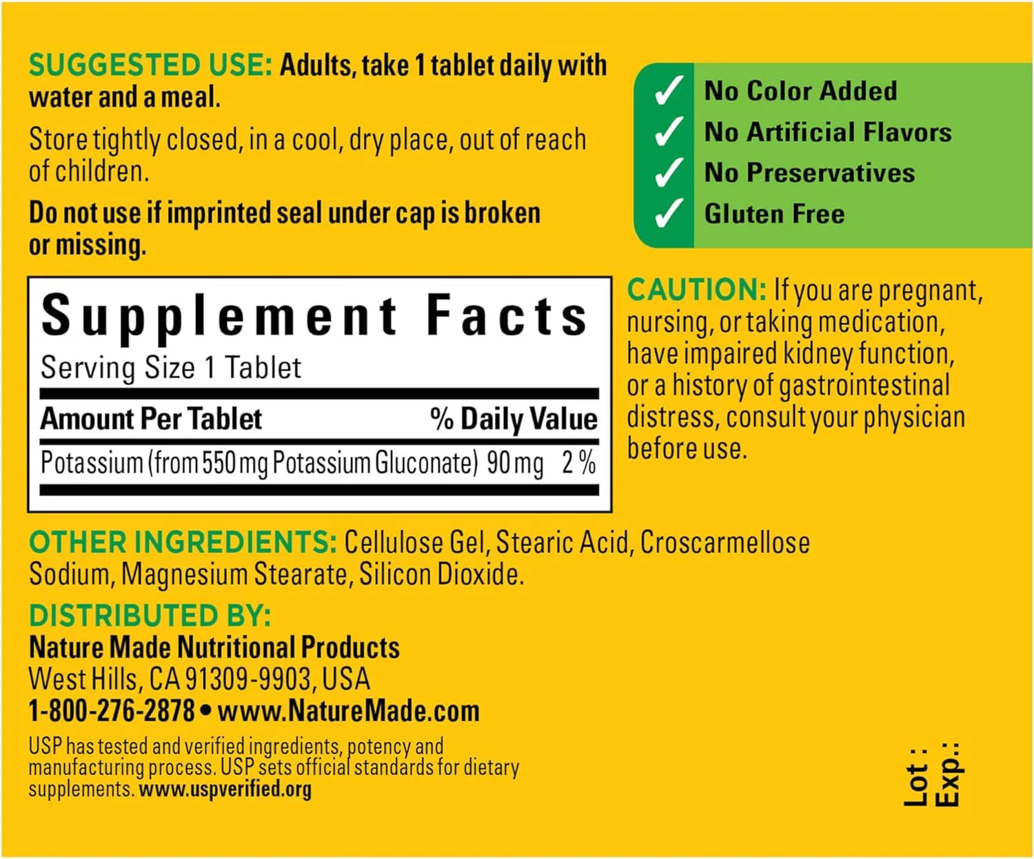 Nature Made Potassium Gluconate 550mg, 100 tablets - Image 8