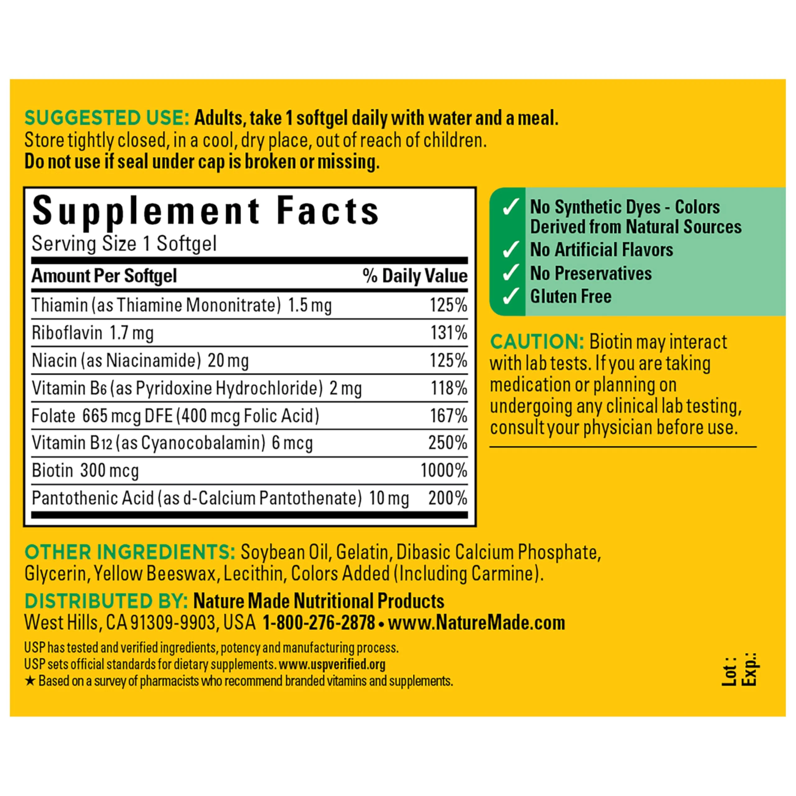 Nature Made Super B Complex Vitamins for Women and Men, Dietary Supplement for Energy Metabolism Support, Super Vitamin B Complex, 160 Softgels, 160 Day Supply - Image 3