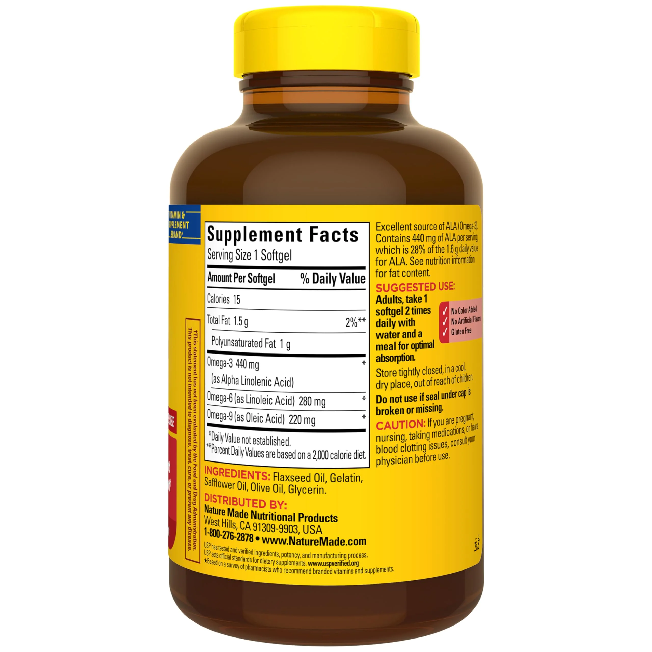 Nature Made Triple Omega 3 6 9 Supplements, Flaxseed, Safflower & Olive Oils, Fish Free Omega 3 Fatty Acid Supplement, 150 Softgels, 75 Day Supply - Image 2
