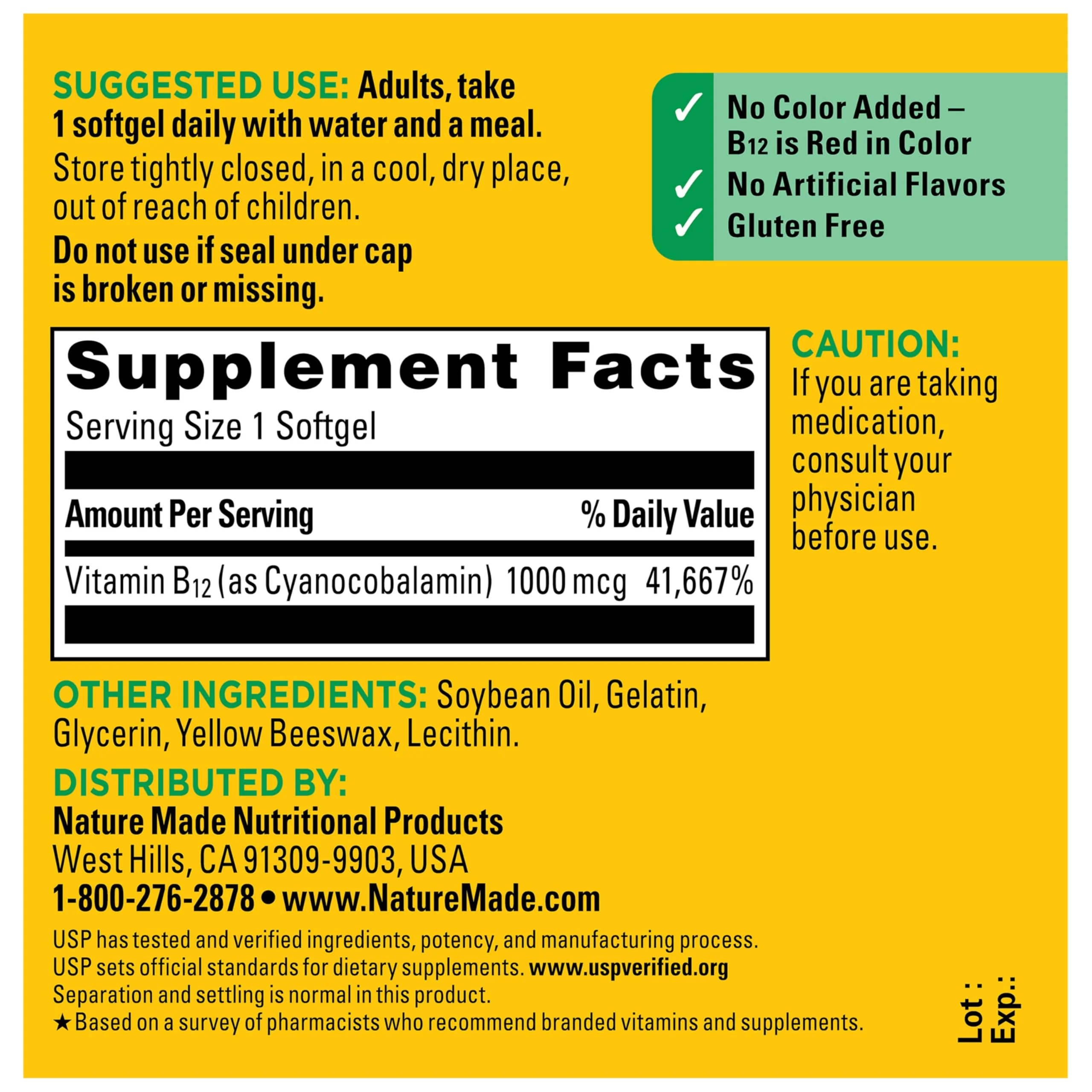 Nature Made Vitamin B12 1000 mcg, Dietary Supplement for Energy Metabolism Support, B12 Vitamins 1000 mcg, 150 Softgels, 150 Day Supply - Image 3