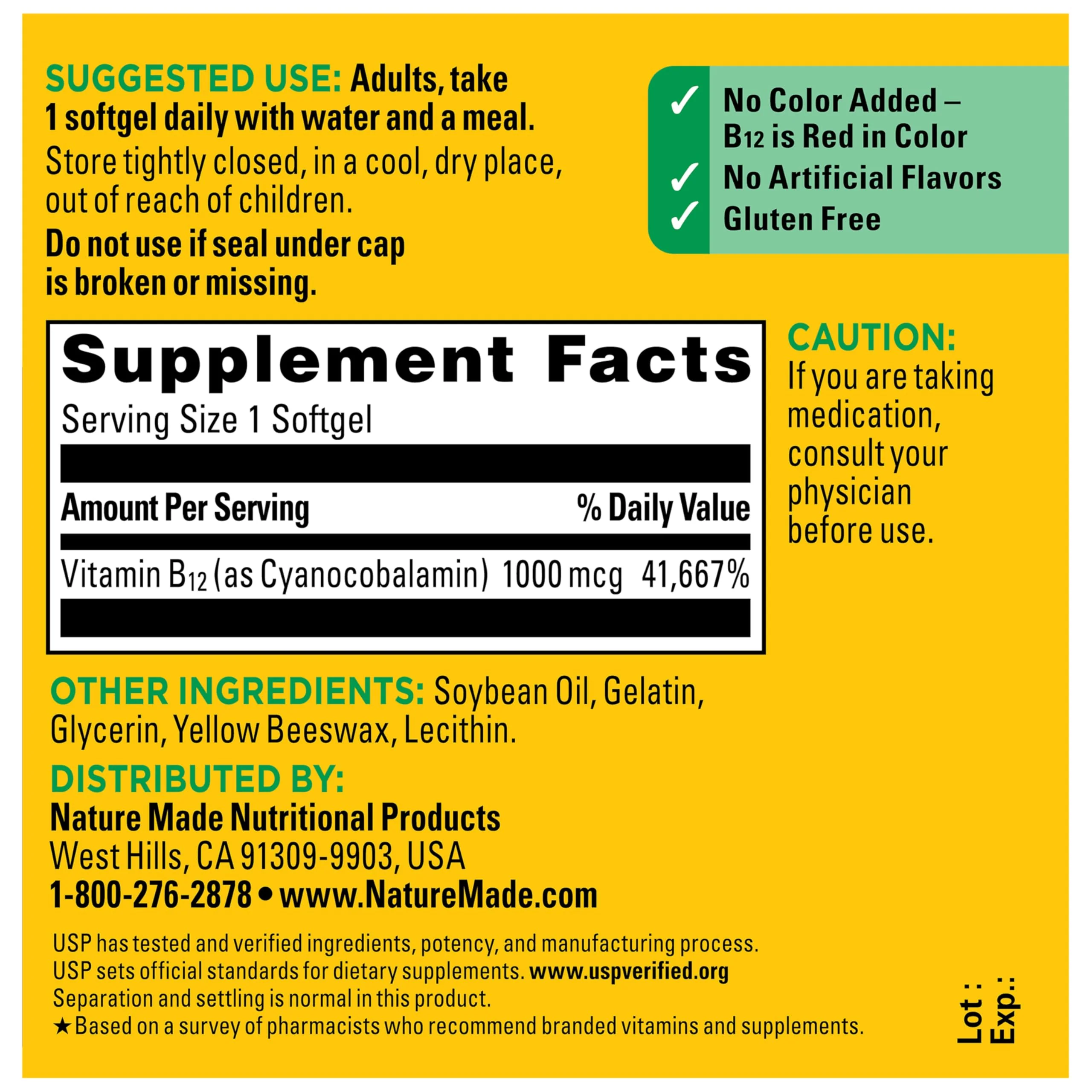 Nature Made Vitamin B12 1000 mcg, Dietary Supplement for Energy Metabolism Support, B12 Vitamins 1000 mcg, 90 Softgels, 90 Day Supply - Image 3