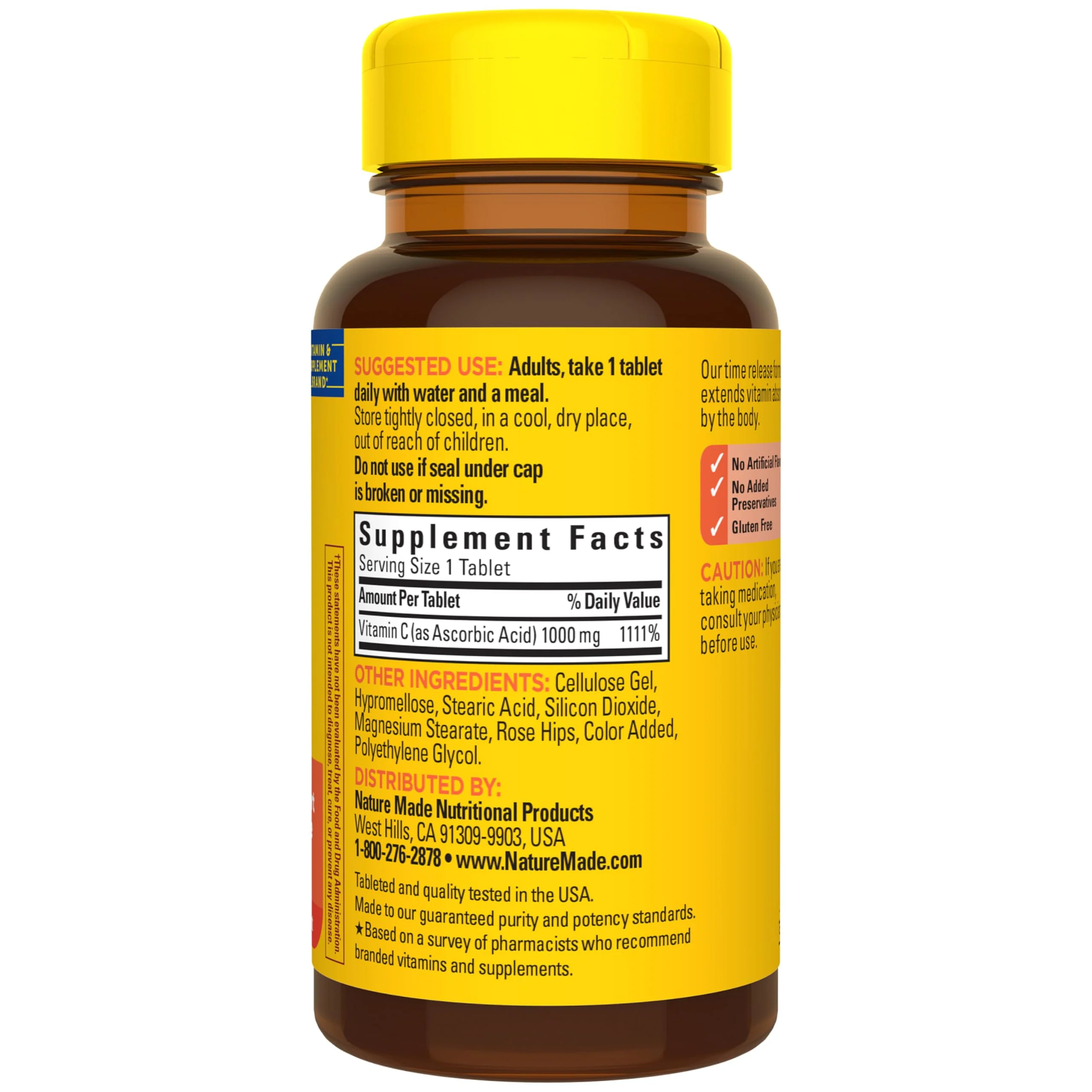 Nature Made Vitamin C 1000mg with Rose Hips, Dietary Vitamin C Supplement for Immune Support, 60 Time Release Tablets, 60 Day Supply - Image 2