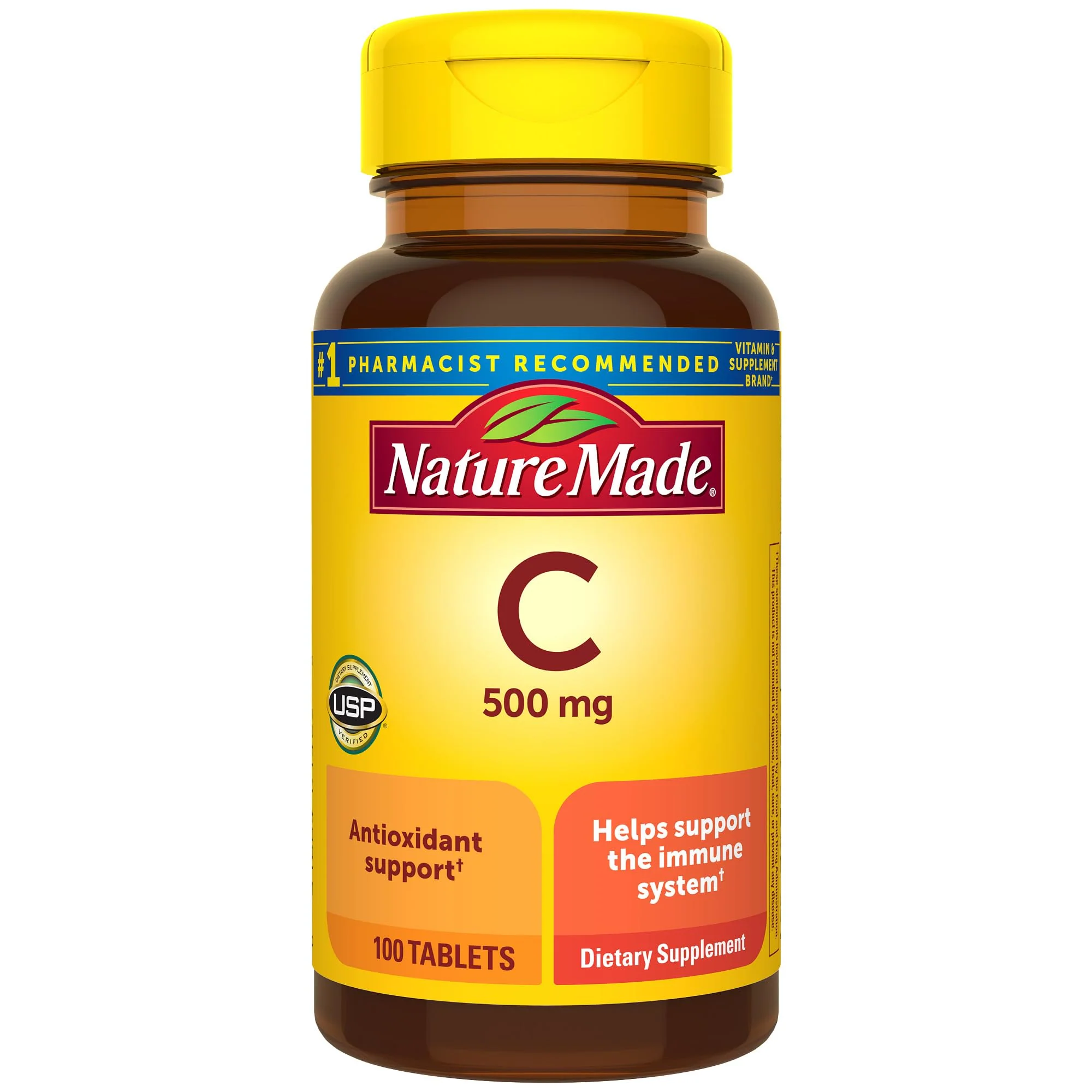 Nature Made Vitamin C 500 mg Tablets, Dietary Supplement, Vitamin C for Immune Support, 100 Tablets, 100 Day Supply