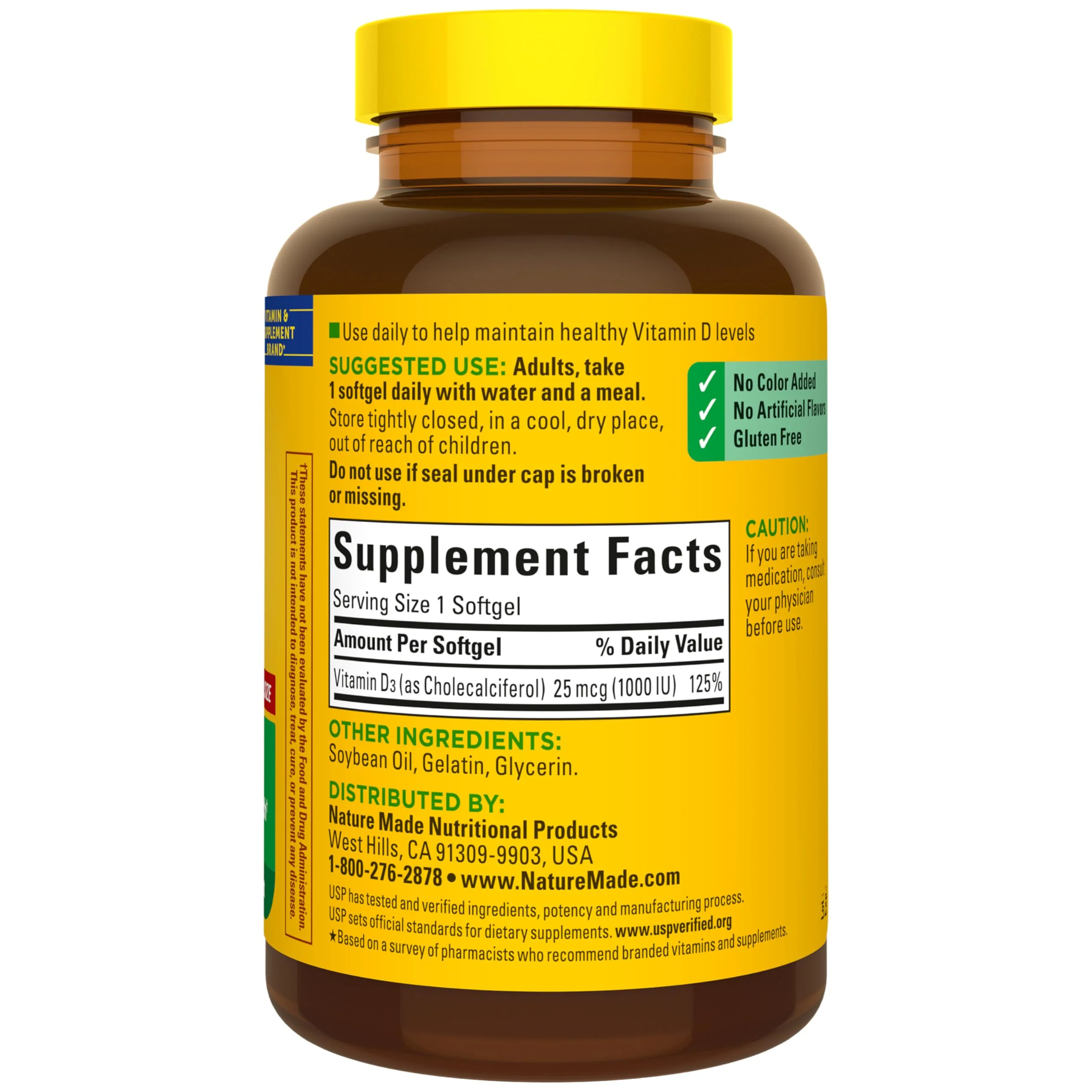 Nature Made Vitamin D3 1000 IU (25 mcg), Vitamin D Supplement for Bone, Teeth, Muscle and Immune Health Support, 300 Softgels, 300 Day Supply - Image 2