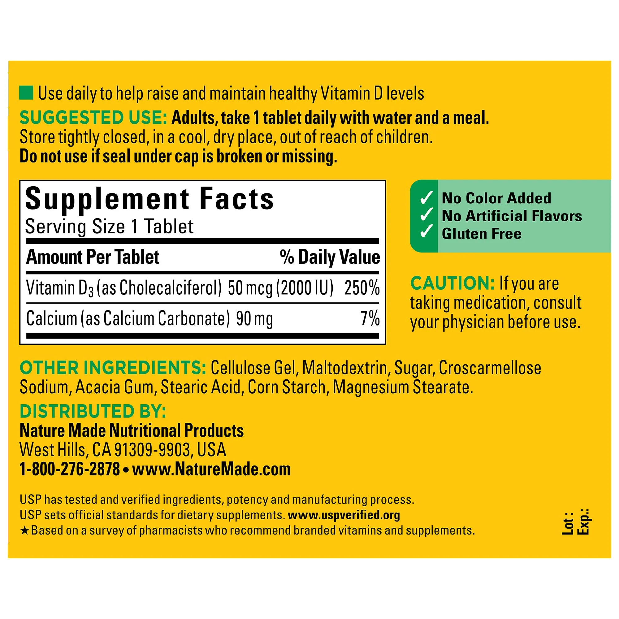 Nature Made Vitamin D3 2000 IU (50 mcg), Vitamin D Supplement for Bone, Teeth, Muscle and Immune Health Support, 220 Tablets, 220 Day Supply - Image 5