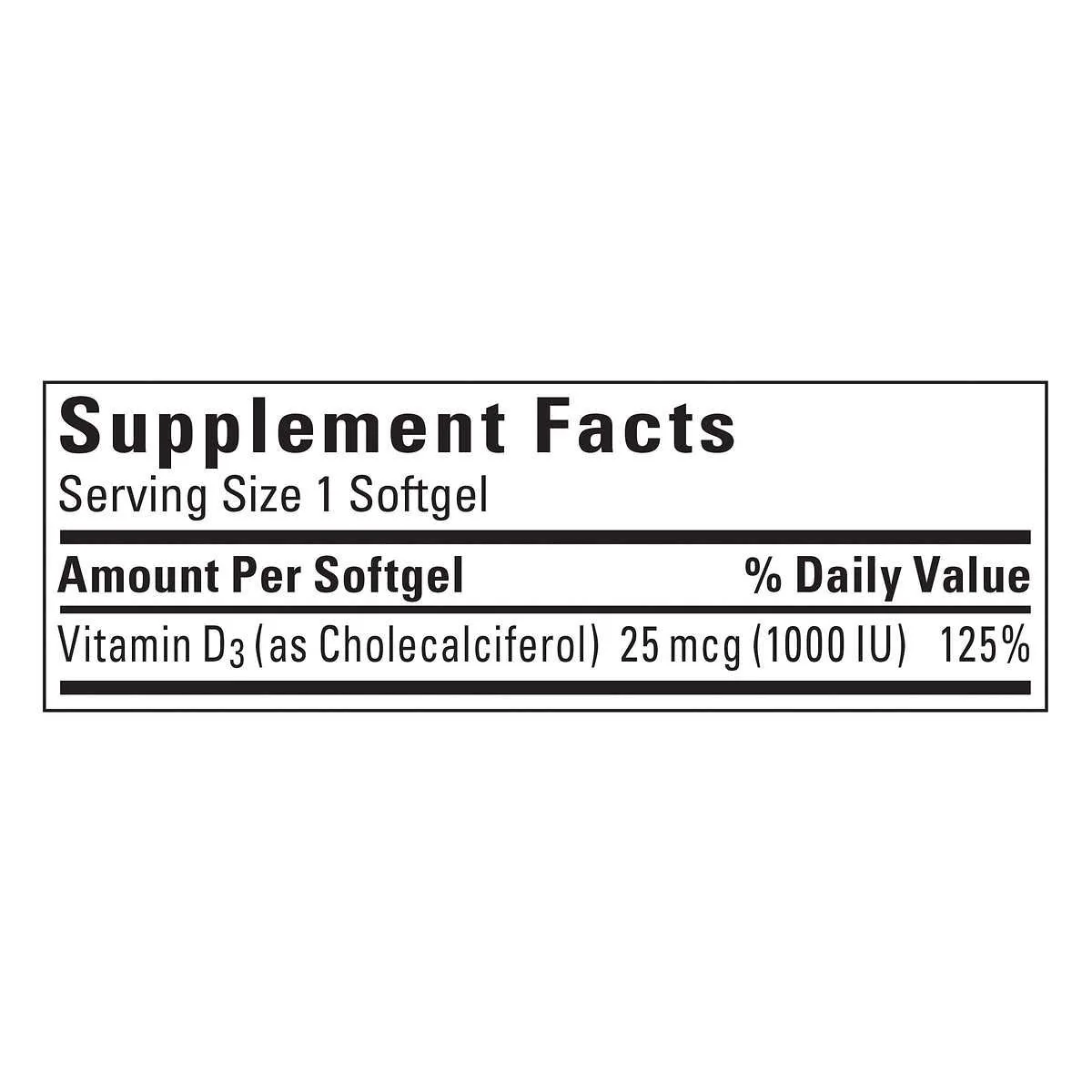 Nature Made Vitamin D3 25 mcg., 650 Softgels - Image 2