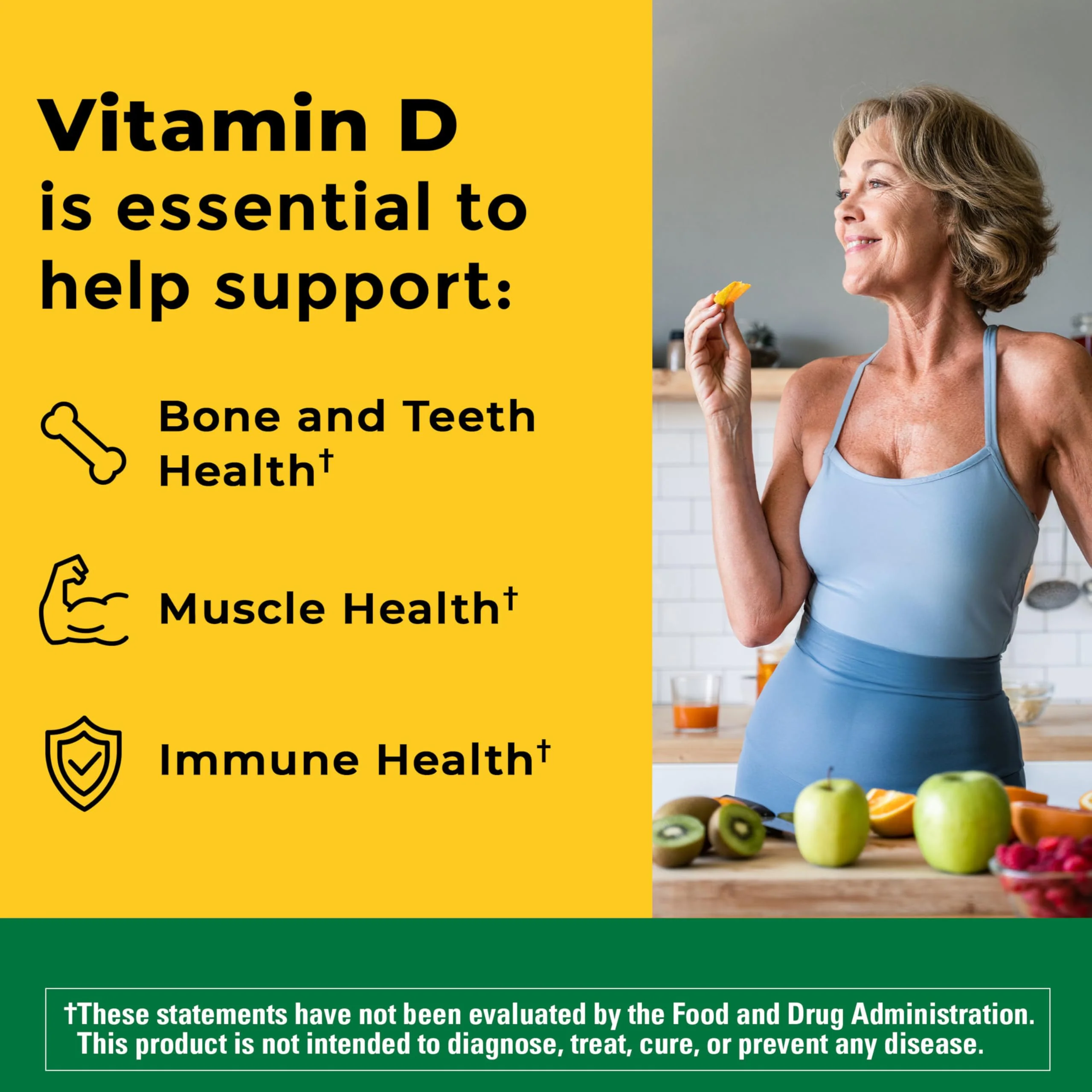 Nature Made Vitamin D3 K2 Supplement, 5000 IU (125 mcg) Vitamin D for Bone, Teeth, Muscle and Immune Support, 30 D3 and K2 Softgels, 30 Day Supply - Image 8