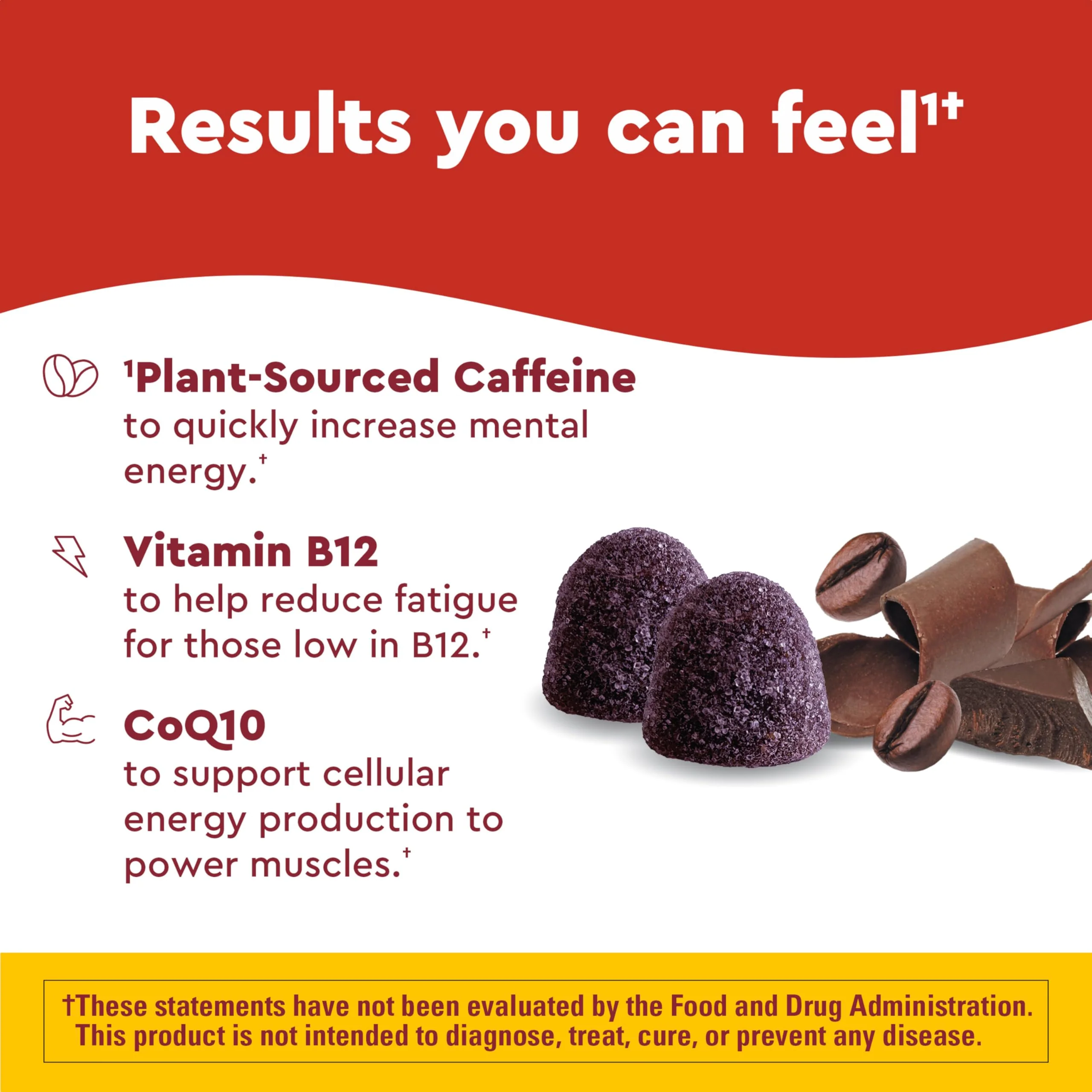 Nature Made Wellblends EnergyMAX Gummies, Fast Acting Caffeine, CoQ10 & Vitamin B12 1000mcg, Energy Support Gummy Vitamins, Nature Made Gummies, 40 Count - Image 6