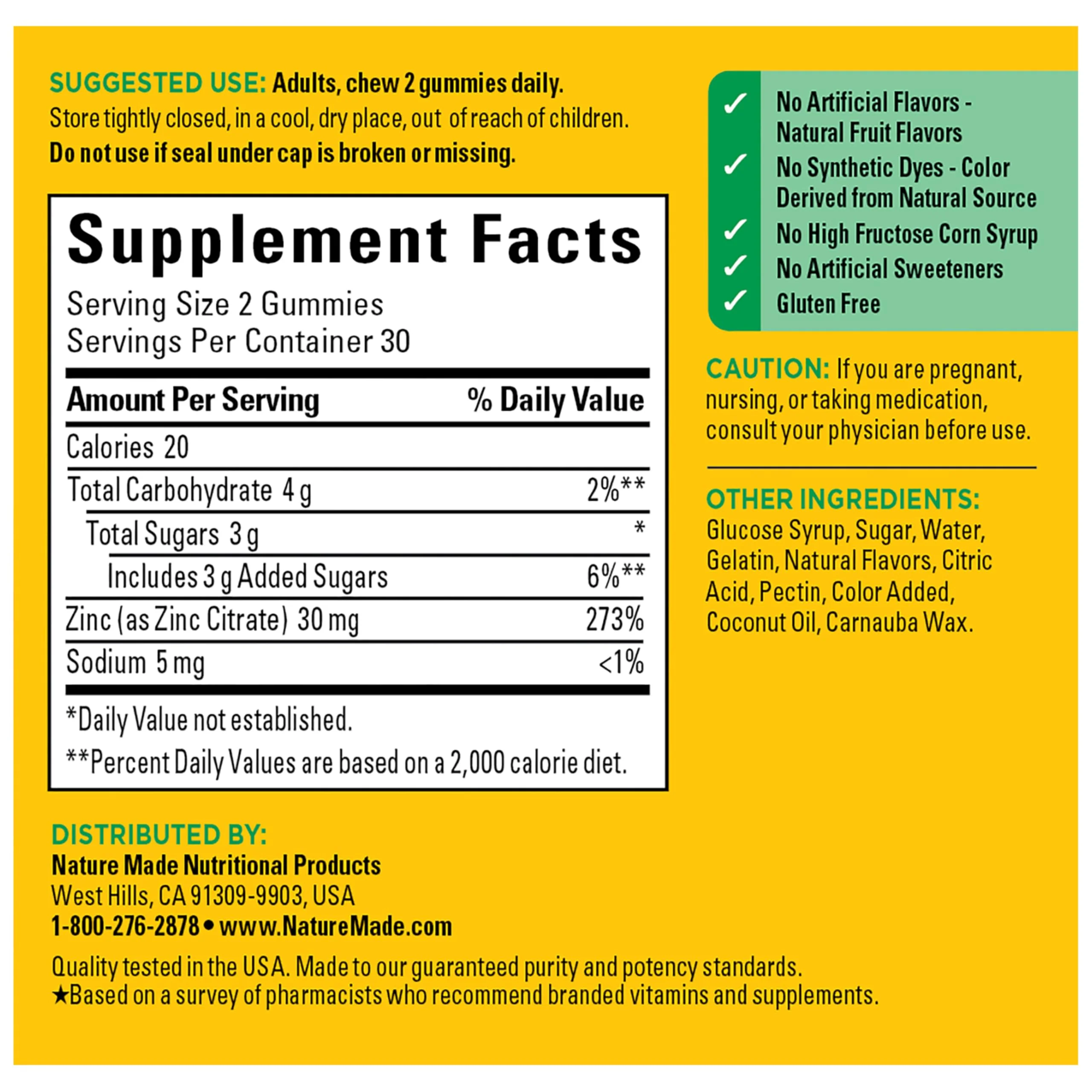 Nature Made Zinc Supplements 30 mg Per Serving, Dietary Supplement for Immune Health and Antioxidant Support, 60 Zinc Gummies, 30 Day Supply - Image 3