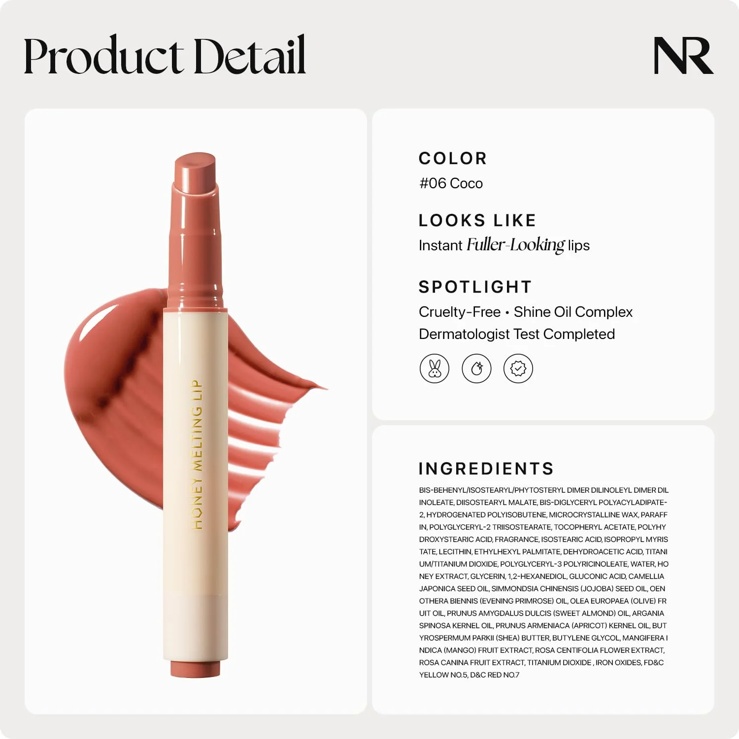 Nature Republic HONEY MELTING LIP (06 COCO) SOFT LIP STICK, Hydrating Gloss, Moisturizing balms, Sheer tint, Shine & Glowy Finish, korean make up - Image 3