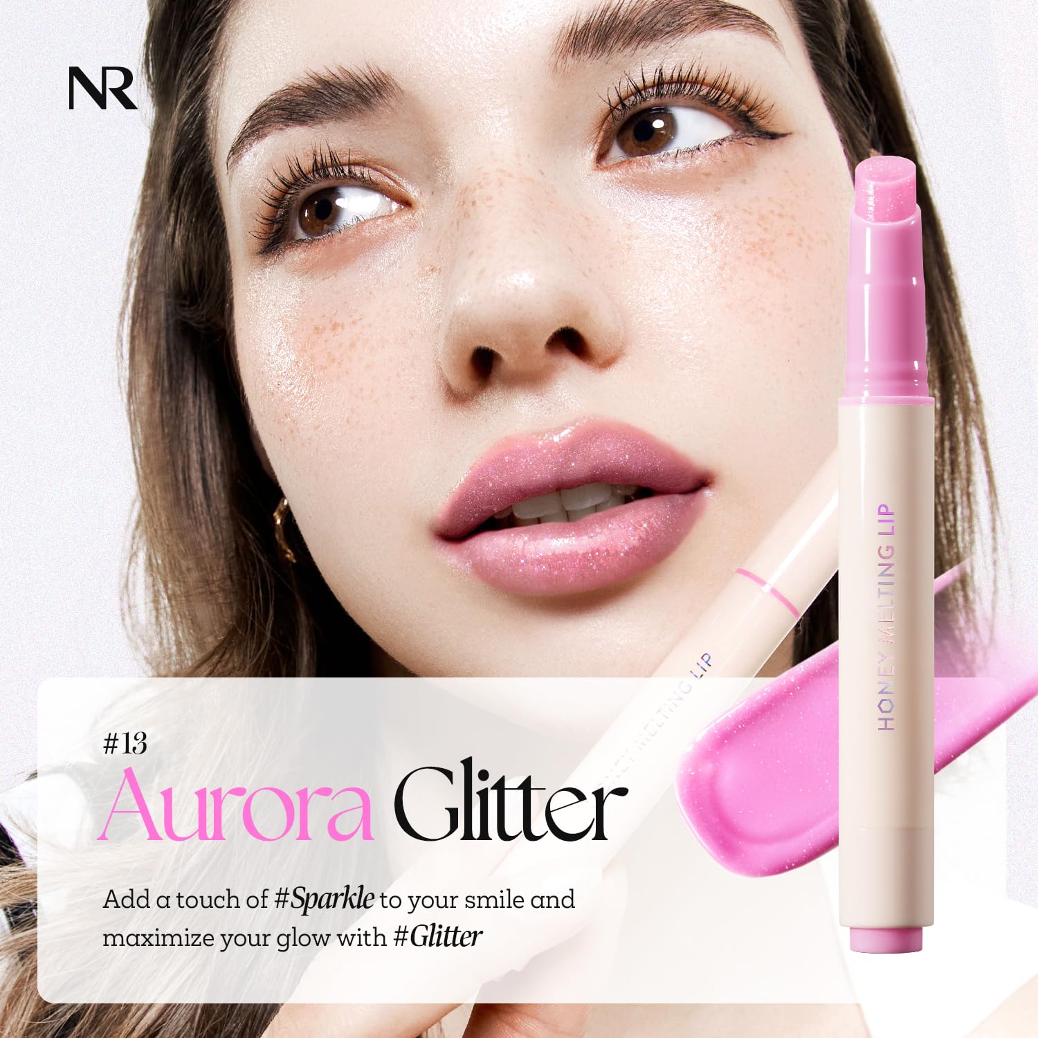 Nature Republic HONEY MELTING LIP GLITTER (13 AURORA) SOFT LIP STICK Hydrating Gloss, Moisturizing balms, Shine Glimmer Finish, Shimmery-Sheer tint, korean make up - Image 8