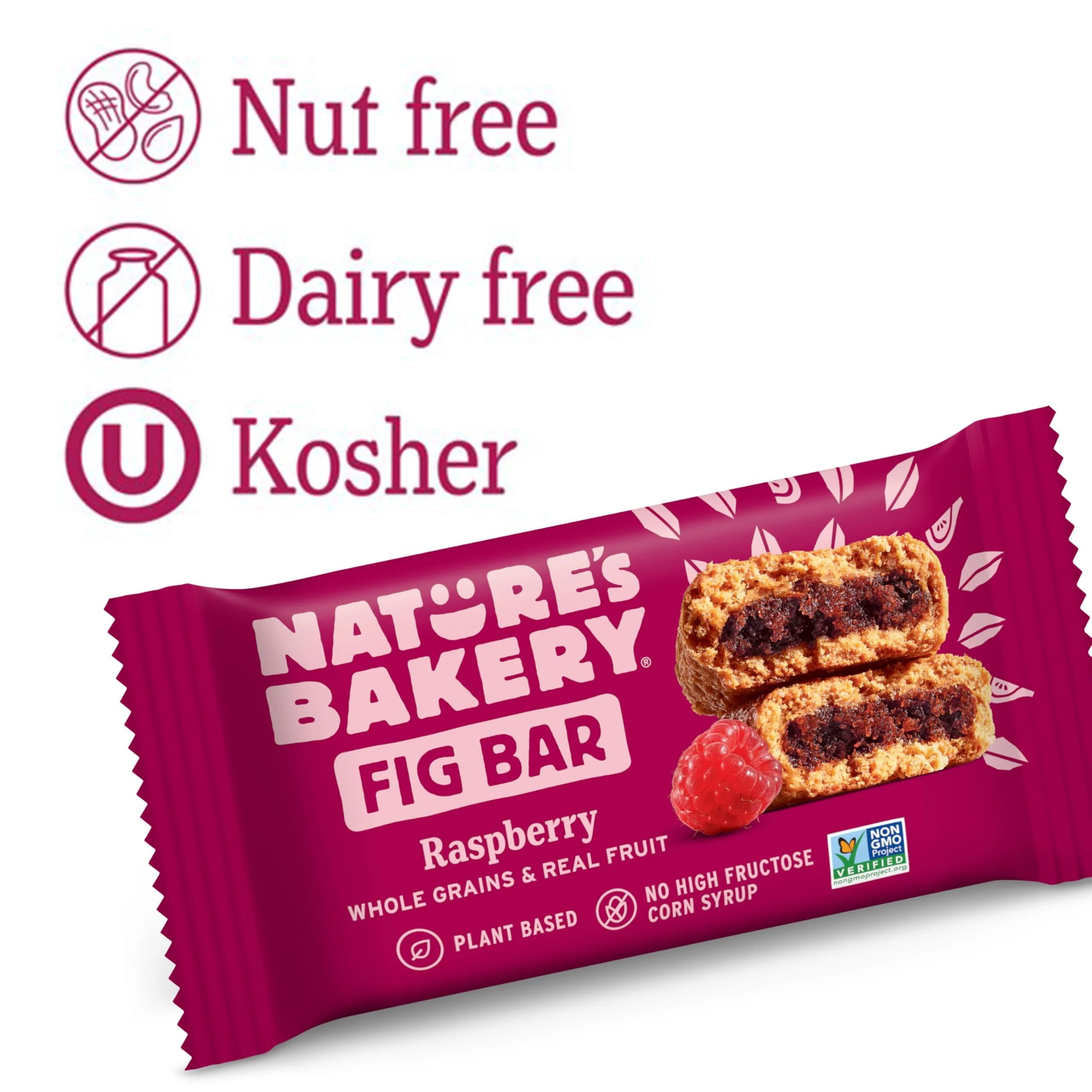 Nature’s Bakery Whole Wheat Fig Bars, Raspberry, Real Fruit, Vegan, Non-GMO, Snack bar, 1 box with 12 twin packs (12 twin packs) - Image 6