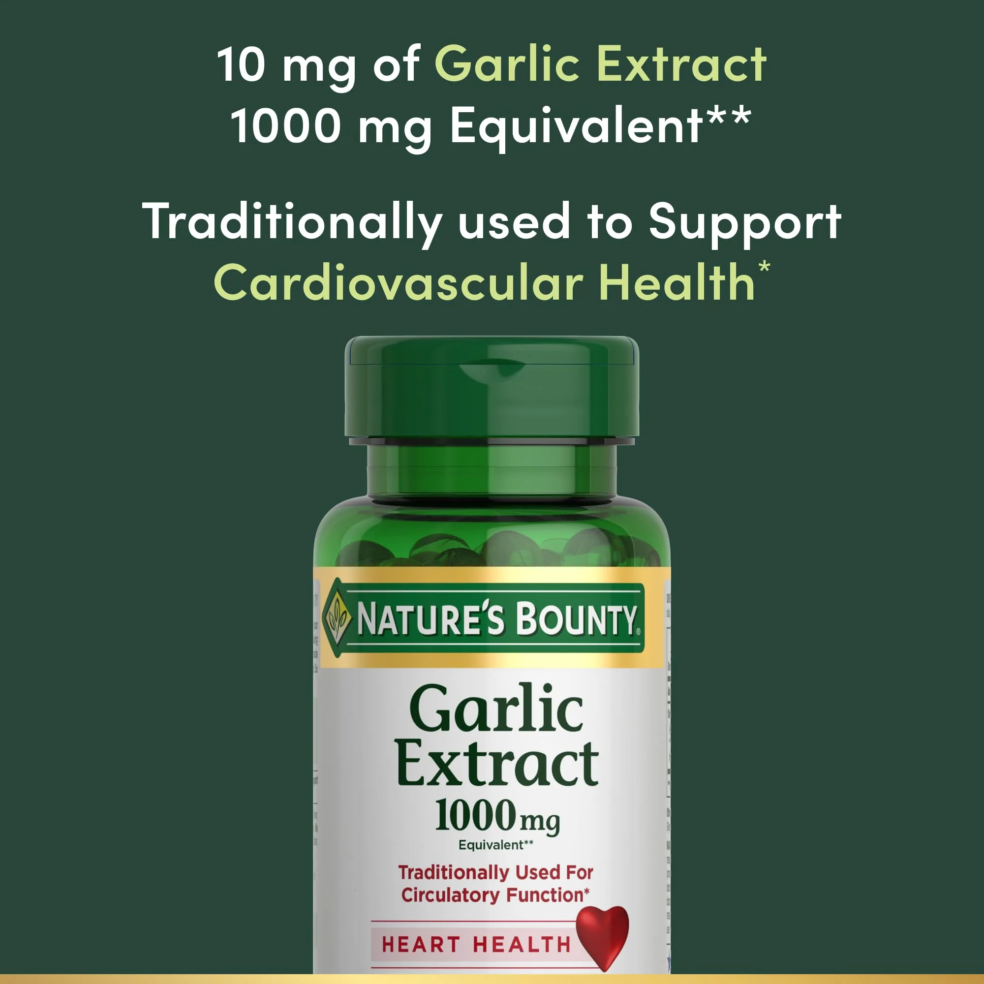 Nature’s Bounty Garlic Extract, Herbal Supplement, Supports Circulatory Function, 1000mg, 100 Rapid Release Softgels - Image 5