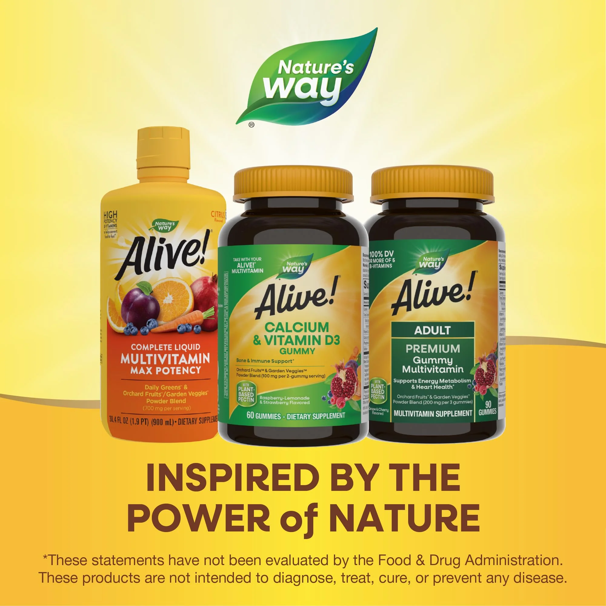 Nature’s Way Alive! Chewable Calcium Gummies with Vitamin D3, Daily Supplement Supports Healthy Bones and Teeth, and Muscle Function*, Strawberry and Raspberry-Lemonade Flavored, 60 Gummies - Image 2