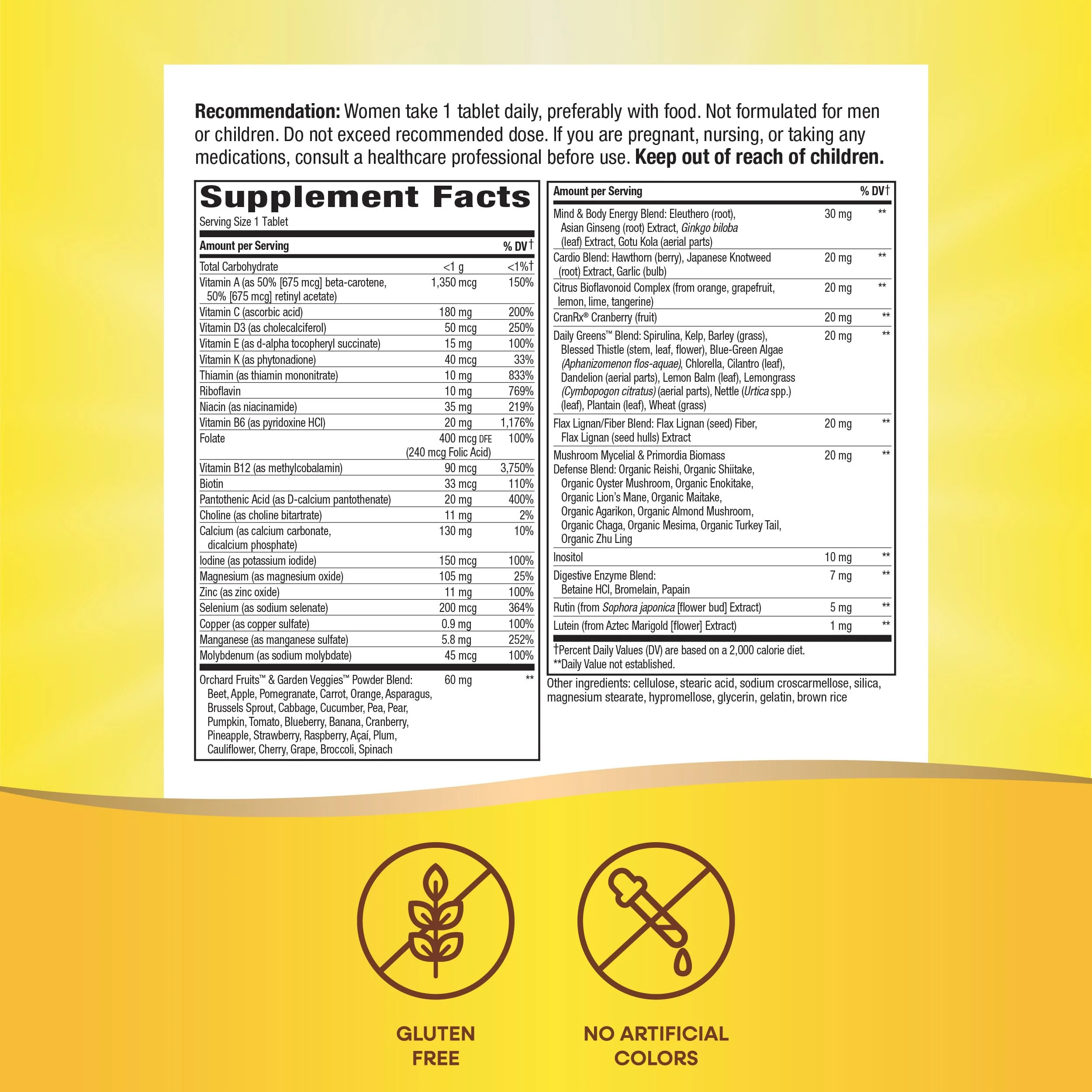 Nature’s Way Alive! Ultra Potency Multivitamin for Women 50 Plus, Complete High Potency Formula with Vitamin D3, C, E, Methylated B12, Supports, Heart, Brain, and Bone Health*, 60 Tablets - Image 4