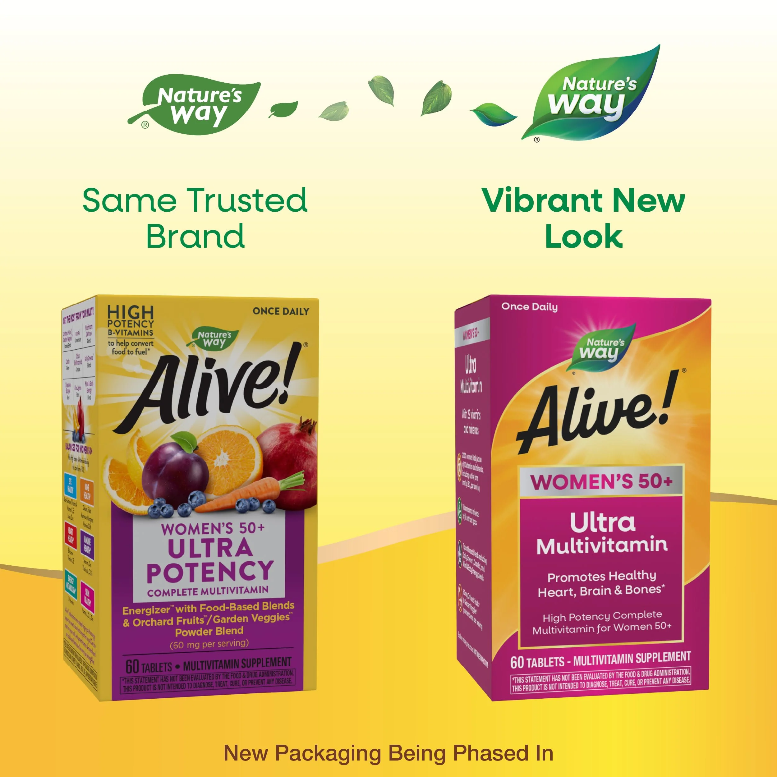 Nature’s Way Alive! Ultra Potency Multivitamin for Women 50 Plus, Complete High Potency Formula with Vitamin D3, C, E, Methylated B12, Supports, Heart, Brain, and Bone Health*, 60 Tablets - Image 7
