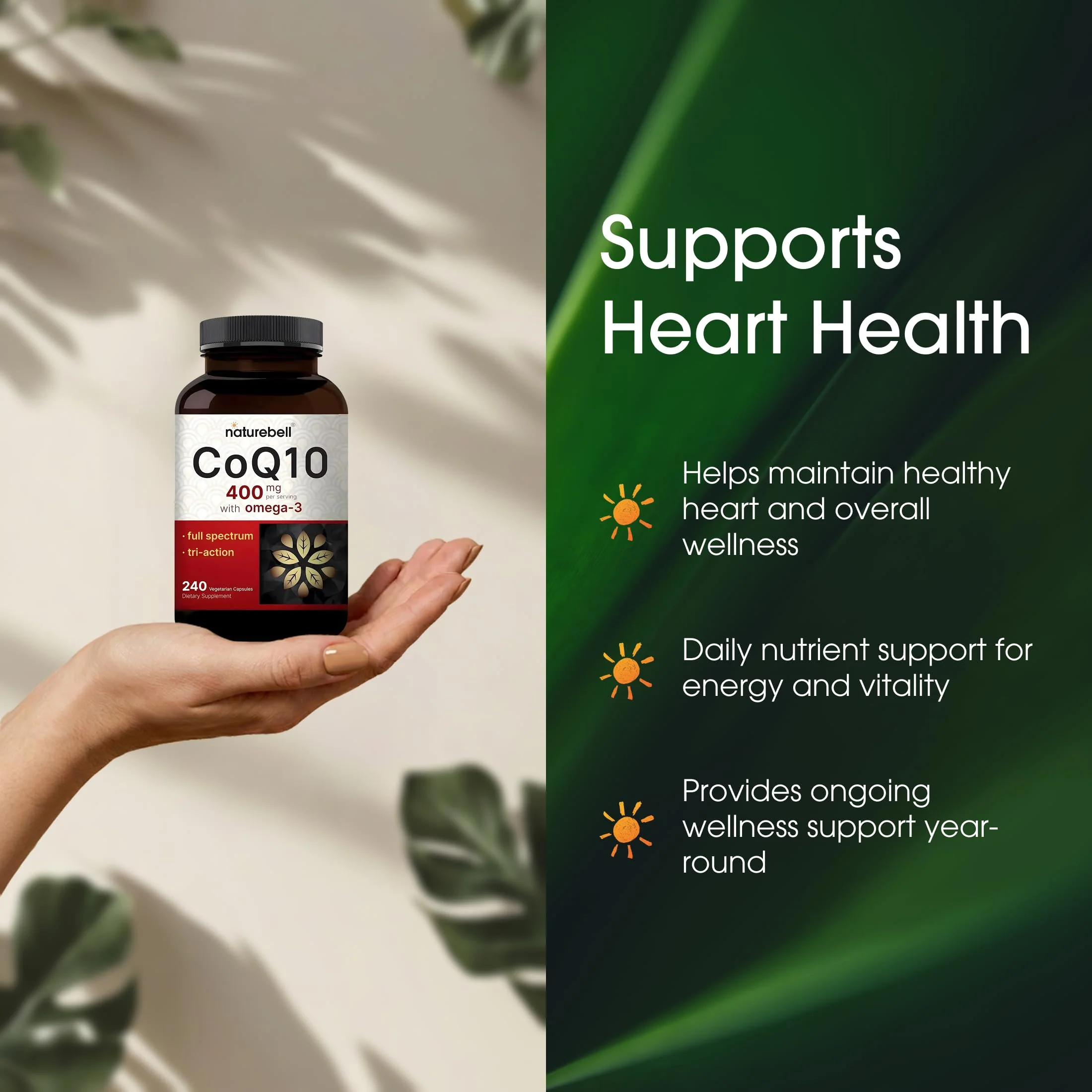 NatureBell CoQ10 400mg with Omega-3-240 Capsules - Antioxidant Supplement for Heart & Energy Health Support - Supports Cellular Energy* - Extra Strength Coenzyme Q10 - Image 6