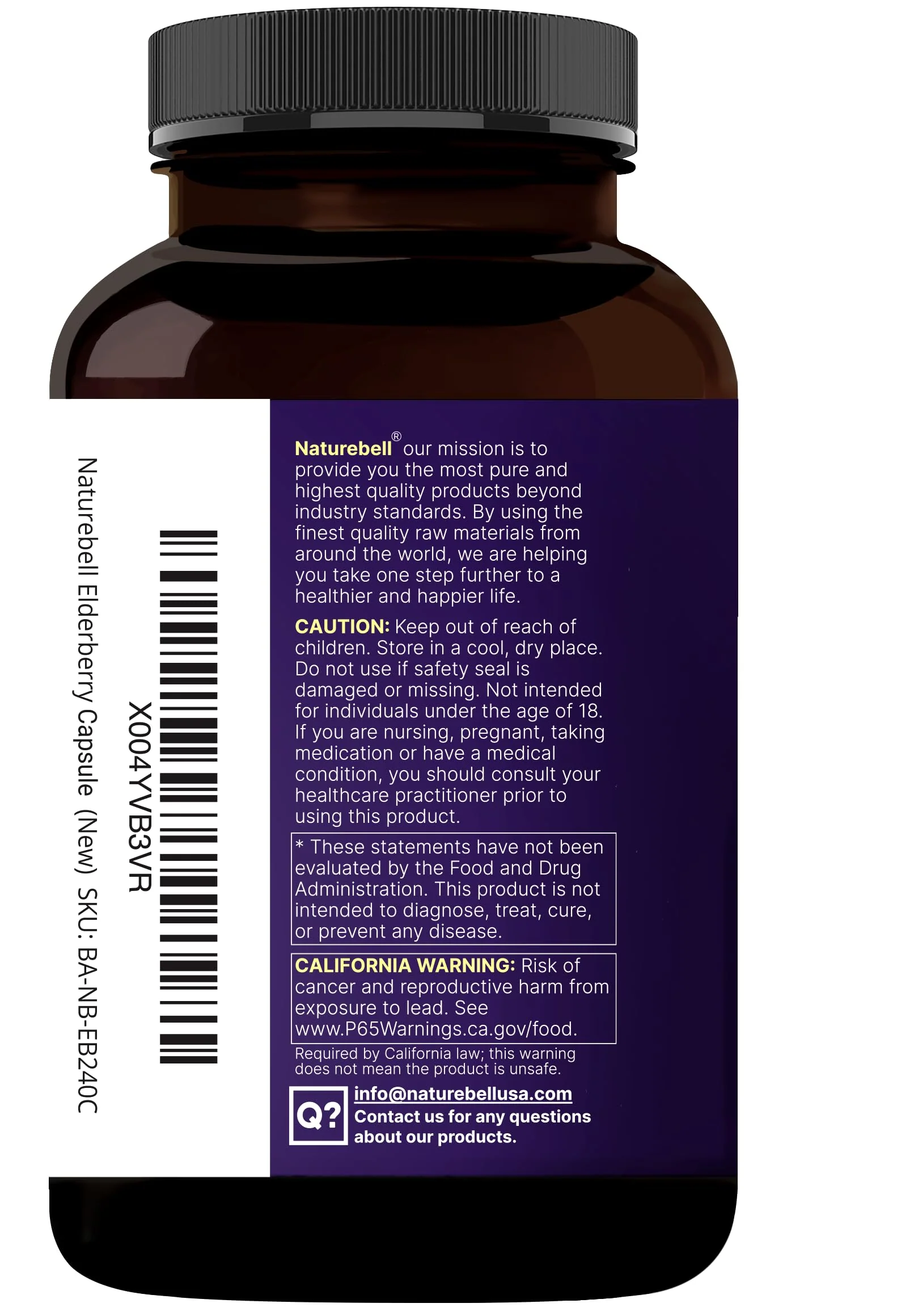 NatureBell Elderberry Quercetin 4-in-1 with Vitamin C & Zinc, 240 Capsules | Traditional Herbal Supplement | 500mg Sambucus Nigra, 500mg Quercetin, 250mg Vitamin C, 50mg Zinc Picolinate per Serving - Image 2
