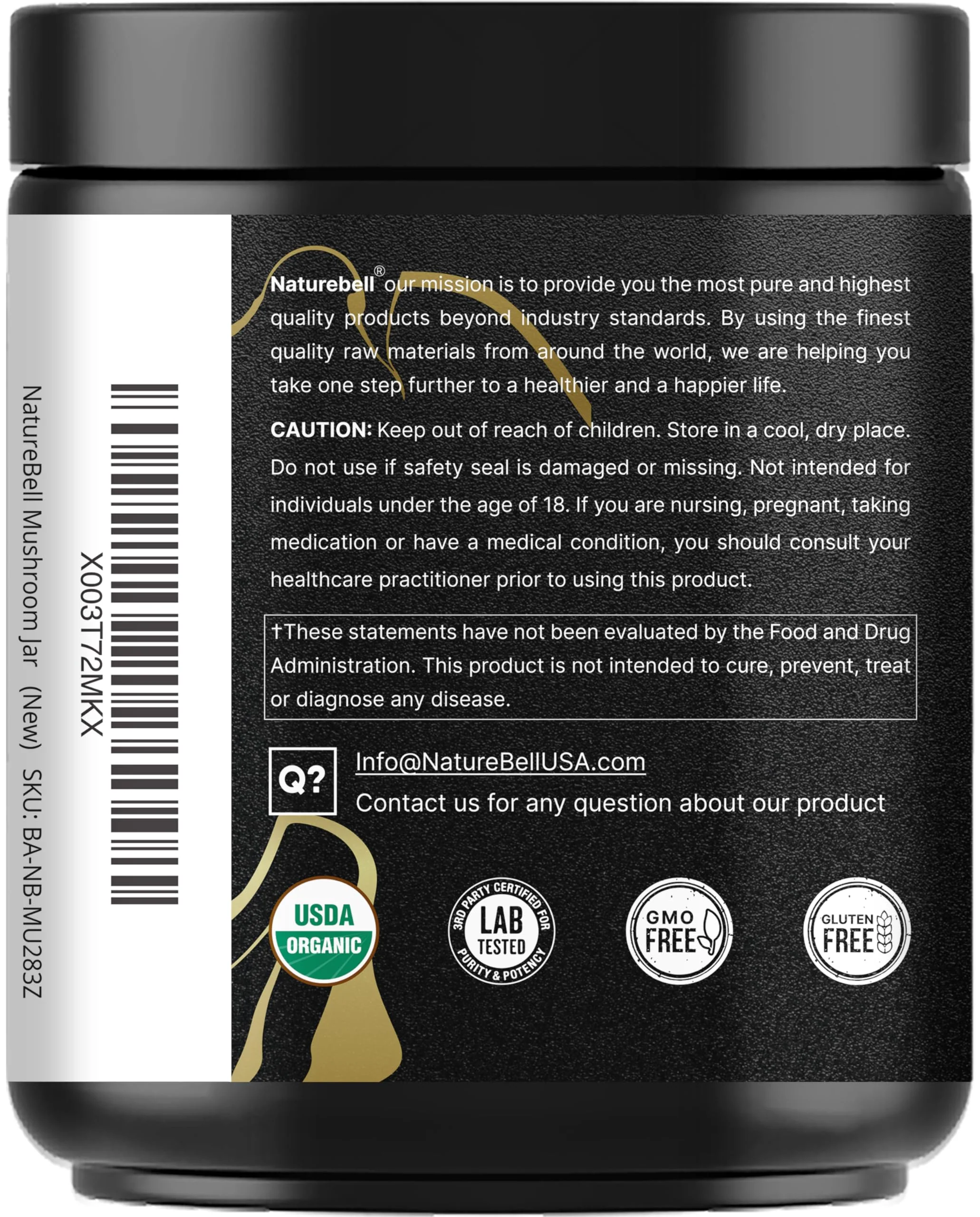 NatureBell Organic Mushroom Powder, 10oz | 10-in-1 Adaptogenic Blend with Lion’s Mane, Reishi, Shiitake, Chaga & More | Great for Coffee, Smoothies & Recipes - Image 2