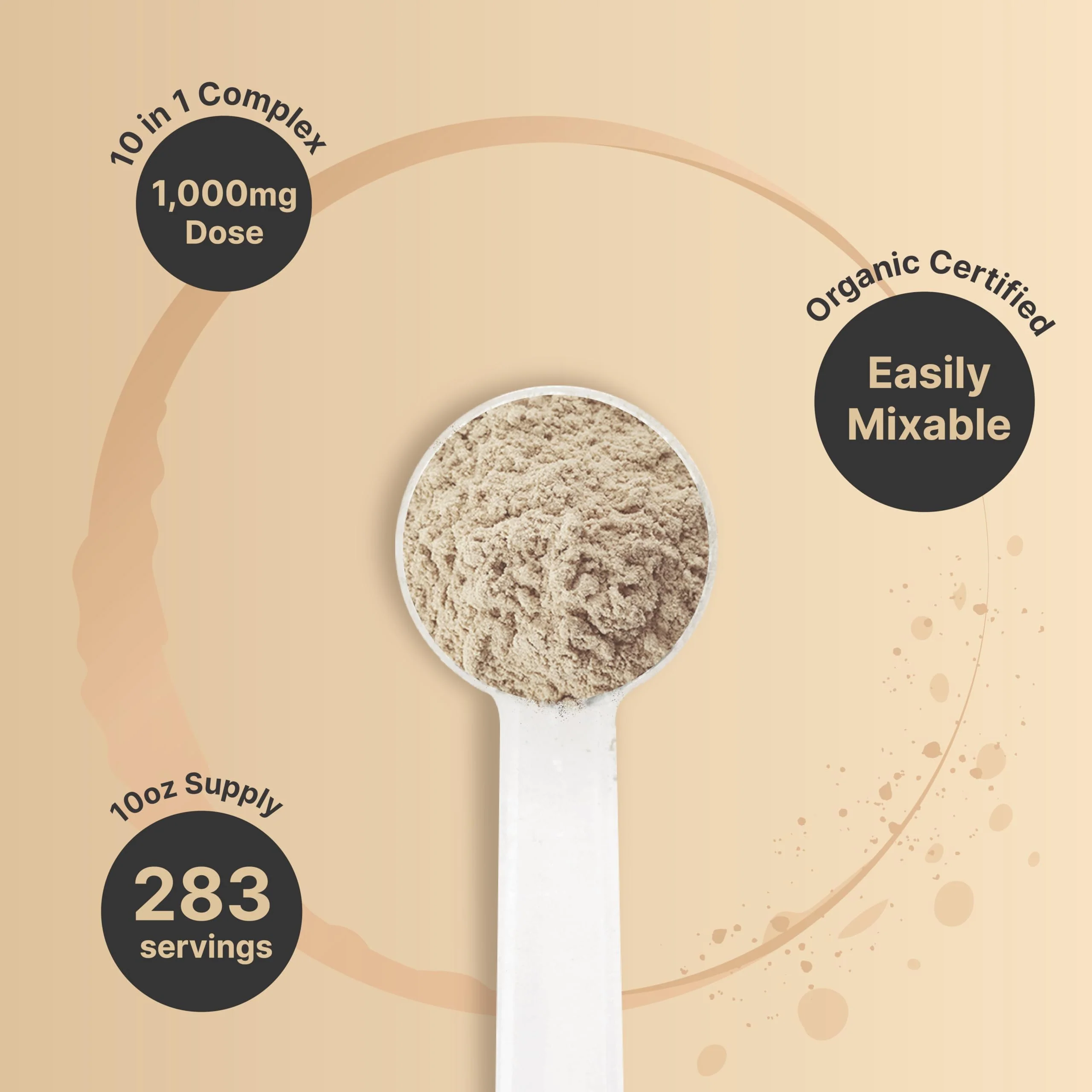 NatureBell Organic Mushroom Powder, 10oz | 10-in-1 Adaptogenic Blend with Lion’s Mane, Reishi, Shiitake, Chaga & More | Great for Coffee, Smoothies & Recipes - Image 7
