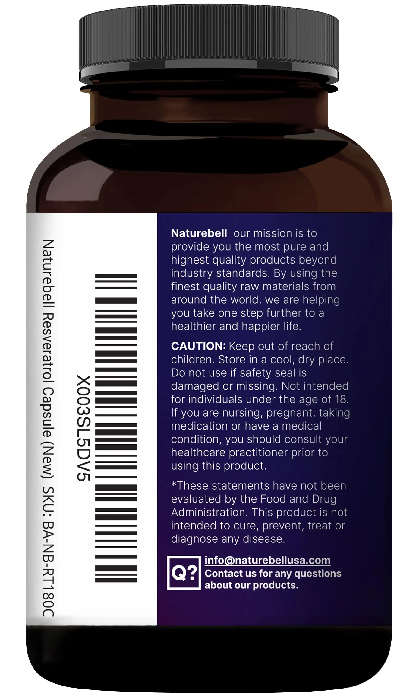 NatureBell Resveratrol - 180 Vegetarian Capsules - 1,000mg Polygonum Cuspidatum Extract - Antioxidant Support - Heart, Brain & Immune Wellness* - Image 2