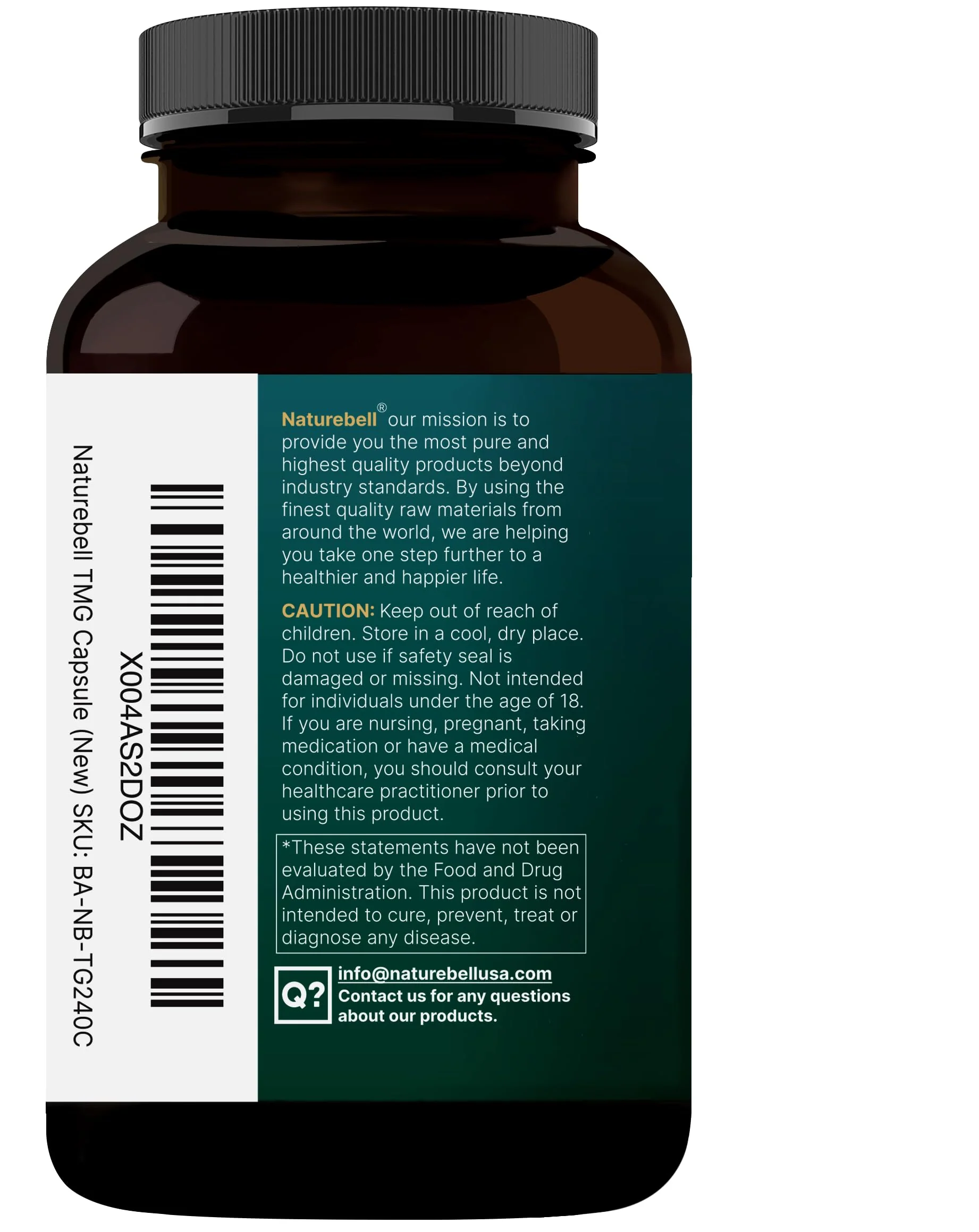 NatureBell TMG Supplements 1,500mg, 240 Capsules | Max Strength Betaine Anhydrous Trimethylglycine – Supports Healthy Homocysteine Balance, Heart & Liver Health – Non-GMO, Gluten Free - Image 2