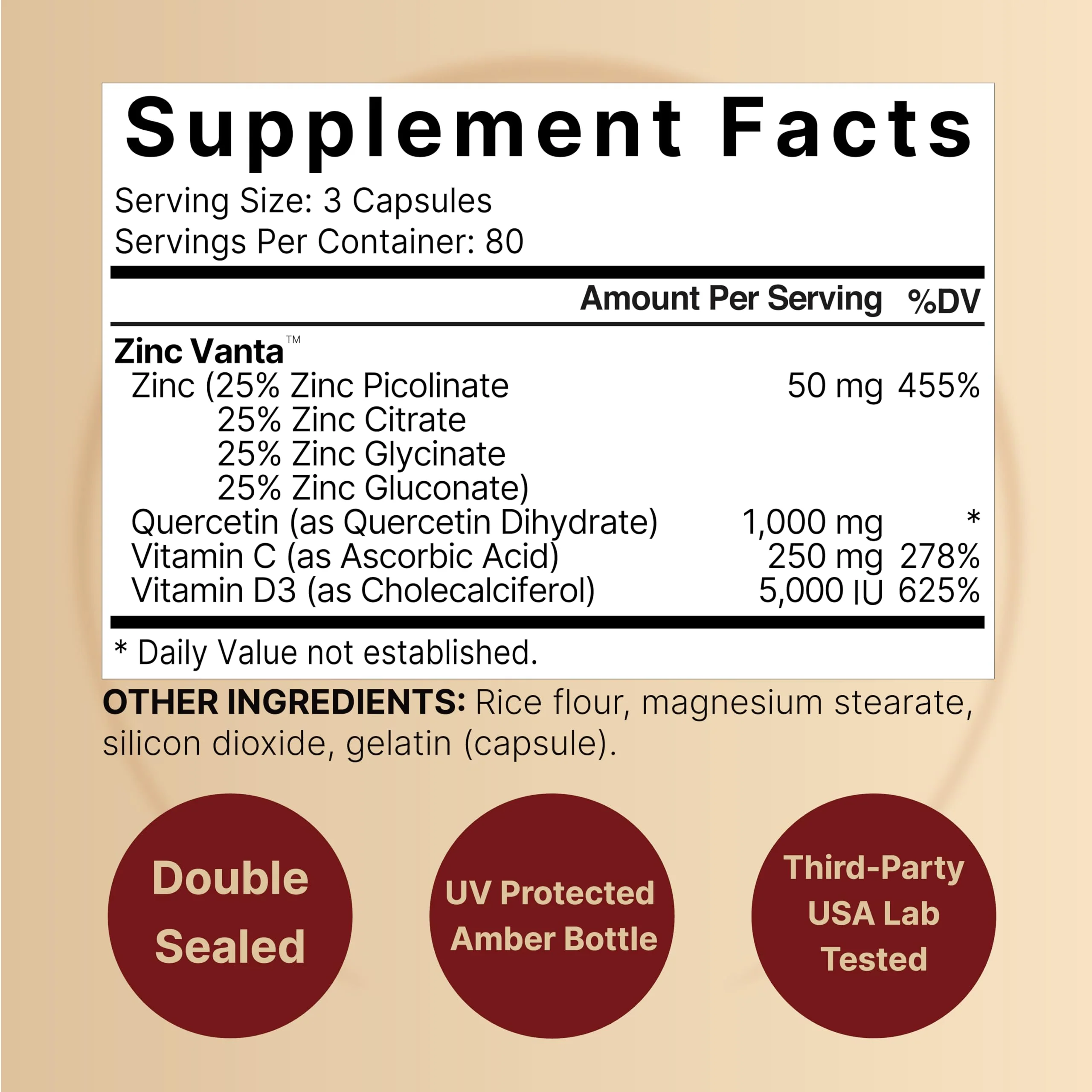 NatureBell Zinc Quercetin with Vitamin C & D3, 240 Capsules | Quercetin 1,000mg + Zinc 50mg + Vitamin C 250mg + Vitamin D3 5,000 IU | 4-in-1 Advanced Immune & Lung Support | ZincVanta Formula - Image 8