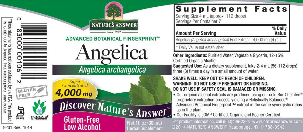 Nature's Answer Angelica Root with Organic Alcohol, 1-Fluid Ounce - Image 2