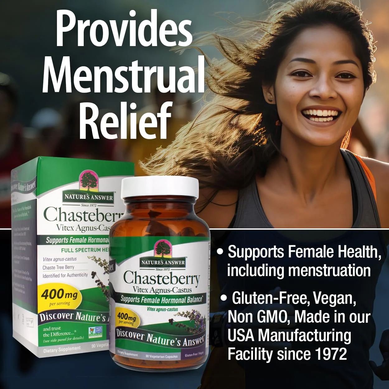 Nature's Answer Chasteberry Vitex Agnus Castus 400 mg, 90 Capsules - Vegetarian, Vegan, Gluten-Free, Non-GMO, Kosher - Promotes Female Balance - Ovulation Production Supplement - Menopause Support - Image 5