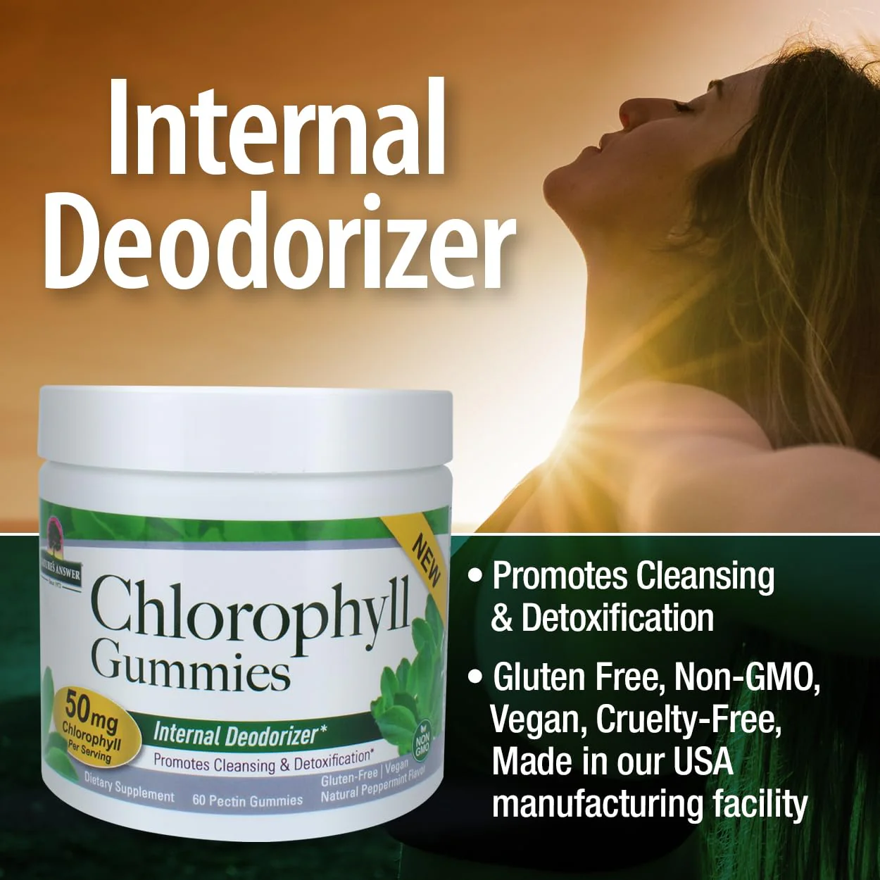 Nature's Answer Chlorophyll Gummies 60 Count | Natural Internal Deodorant* | Skin & Hair Support | Immune Support | Gelatin Free | Non GMO | G Free | - Image 5