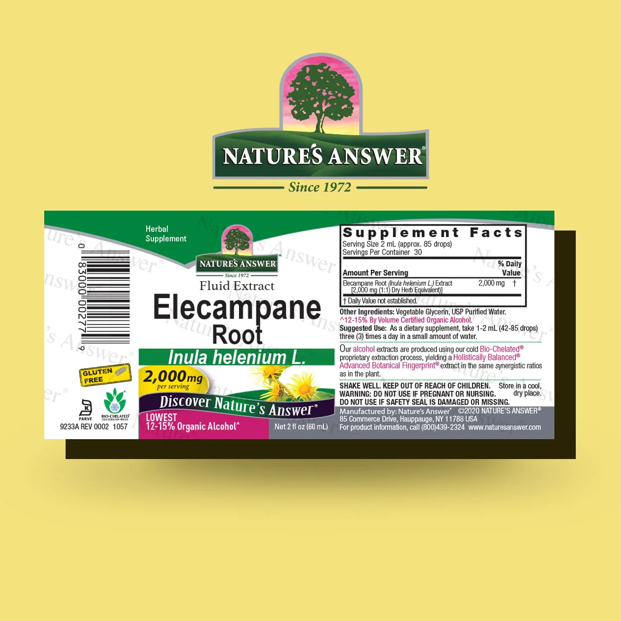 Nature's Answer Elecampane Root 2 oz. Low Organic Alcohol 2000mg - Herbal Supplement - Non GMO & Kosher - Low Alcohol Gluten Free 100% Vegan - 2 FL Oz - Image 7