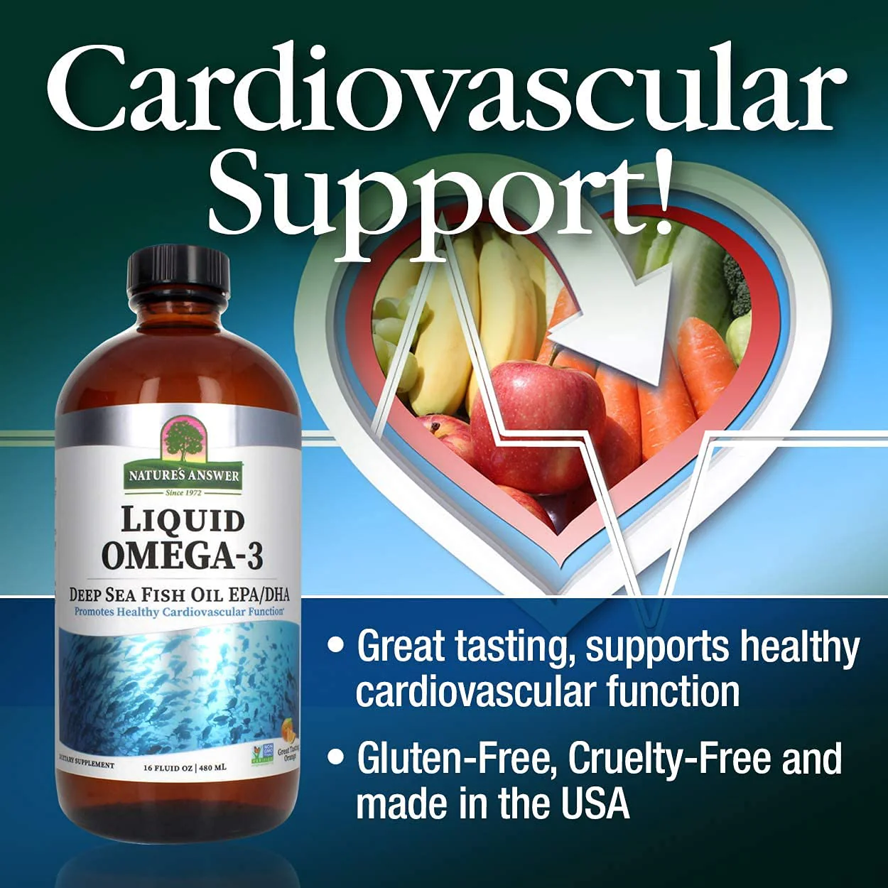 Nature's Answer Liquid Omega-3 | Deep Sea Fish Oil with EPA/DHA Dietary Supplement | Cardiovascular Support | No Preservatives & Gluten-Free 16oz (Pack of 2) - Image 6