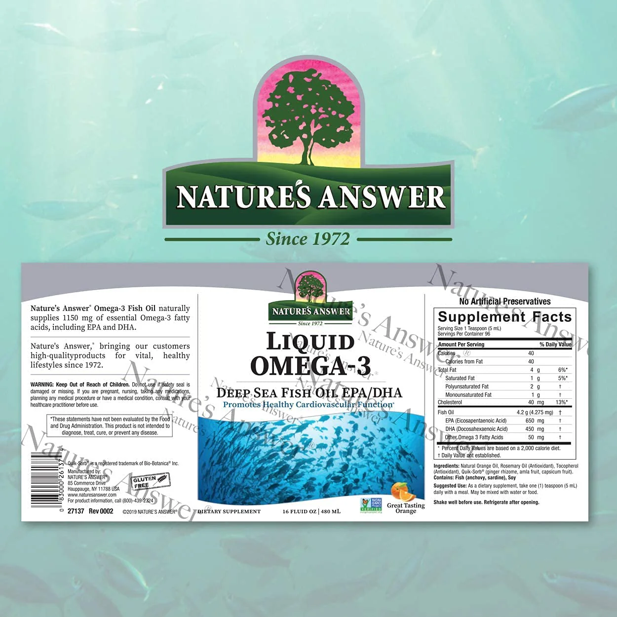 Nature's Answer Liquid Omega-3 | Deep Sea Fish Oil with EPA/DHA Dietary Supplement | Cardiovascular Support | No Preservatives & Gluten-Free 16oz (Pack of 2) - Image 7