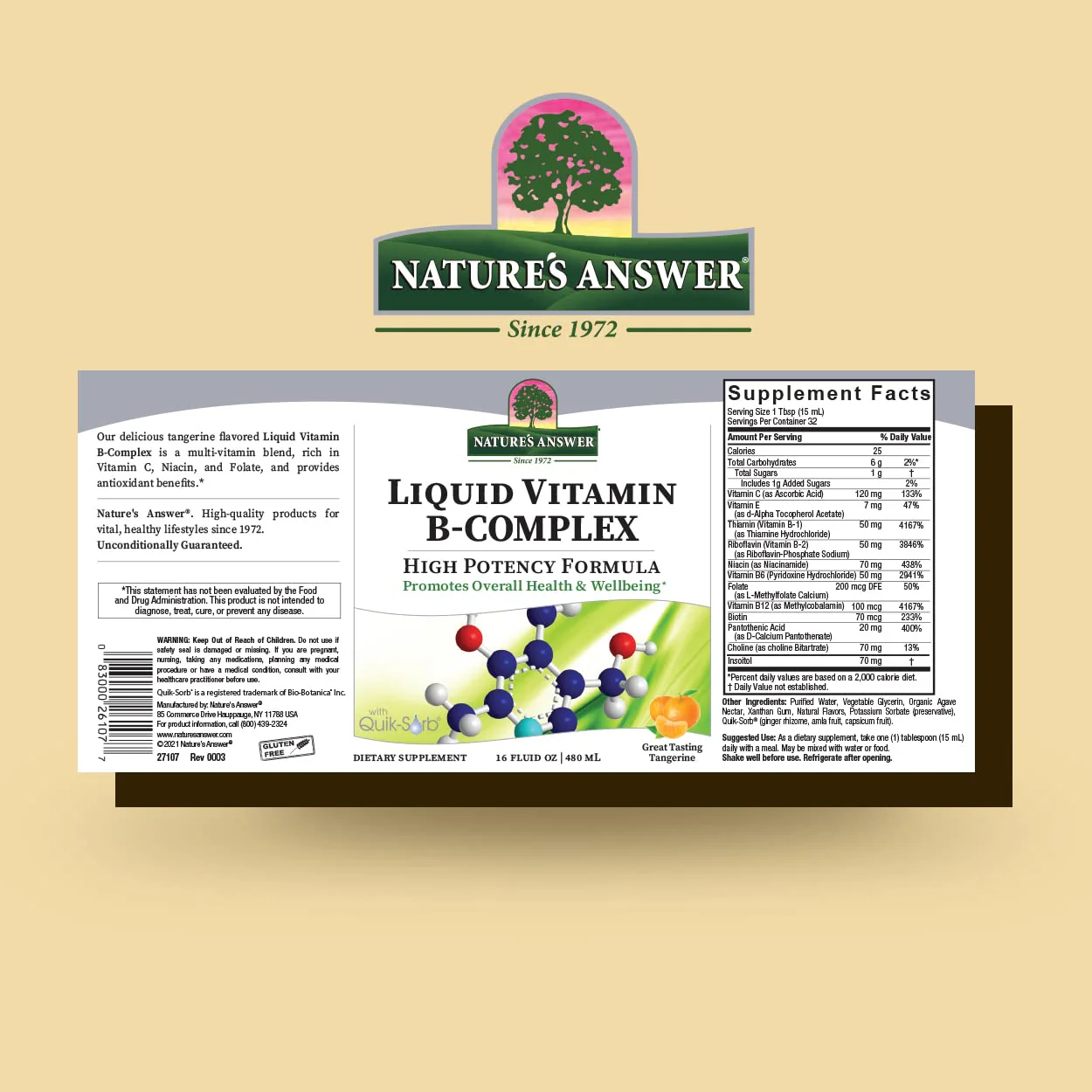 Nature's Answer Liquid Vitamin B-Complex Supports Healthy Energy Levels | Promotes Healthy Nerve Function | All-Natural Tangerine Flavor | Gluten-Free & Benzoate-Free 16oz - Image 2