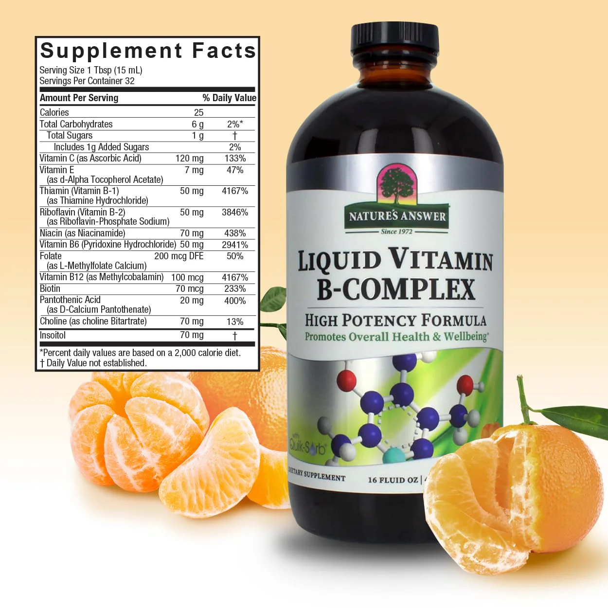 Nature's Answer Liquid Vitamin B-Complex Supports Healthy Energy Levels | Promotes Healthy Nerve Function | All-Natural Tangerine Flavor | Gluten-Free & Benzoate-Free 16oz - Image 3
