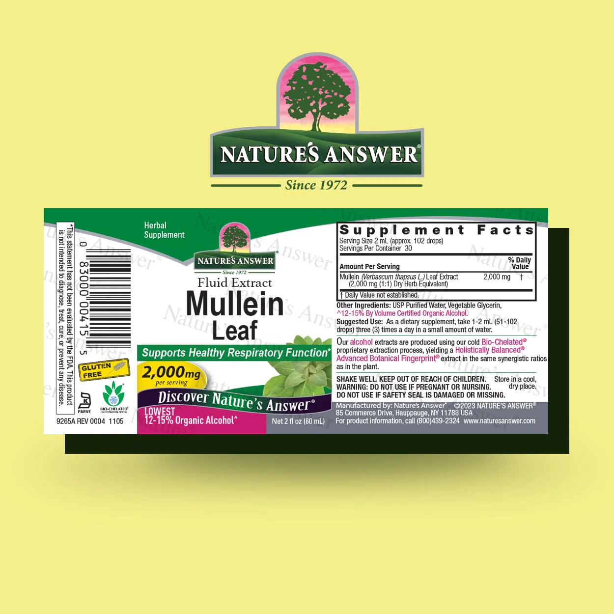 Nature's Answer Mullein Leaf Fluid Extract, 2 fl oz (60 ml) - Image 7
