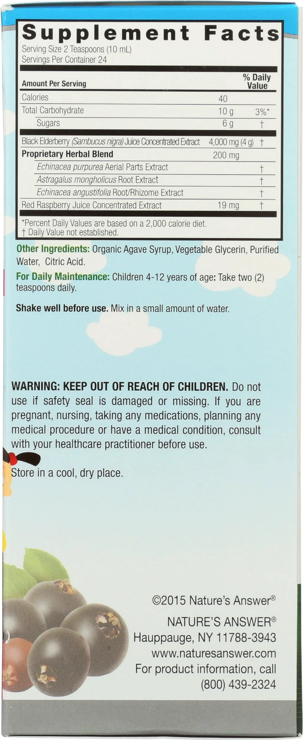 Nature's Answer Sambucus Kids Formula | 8-Fluid Ounces | Kosher Certified Organic Elderberry Syrup | Great Taste & Gluten-Free | Dietary Supplement | No Artificial Preservatives - Image 8
